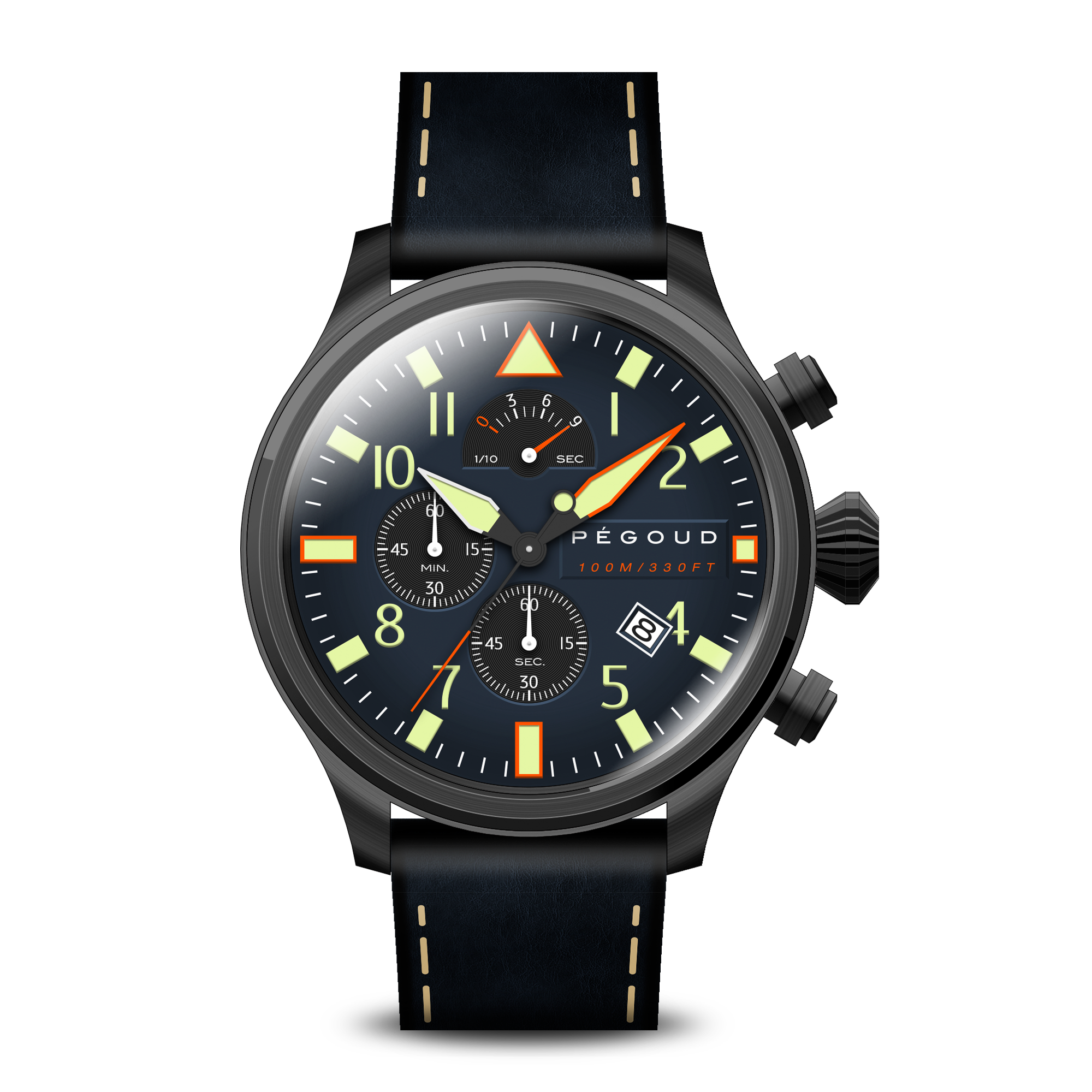 PEGOUD Pegoud Pilotage Retrograde Chronograph Men's Hazard Black Watch PG-9016-04