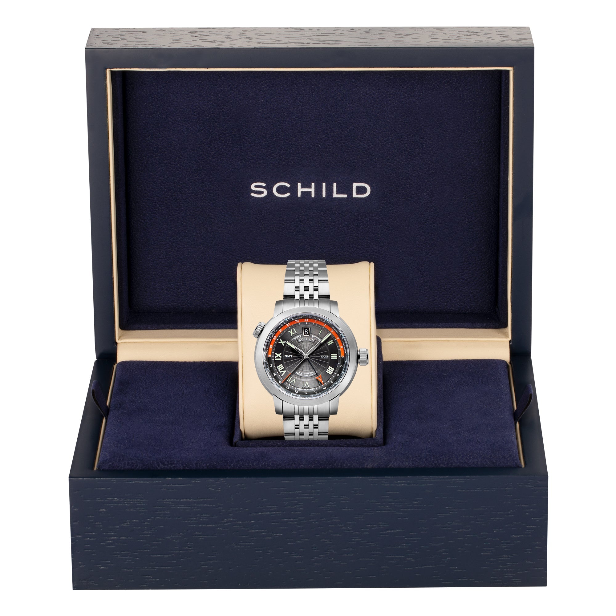 SCHILD Schild Heinrich Swiss Gmt Chocolate Rose Men's Watch SC-1004-33