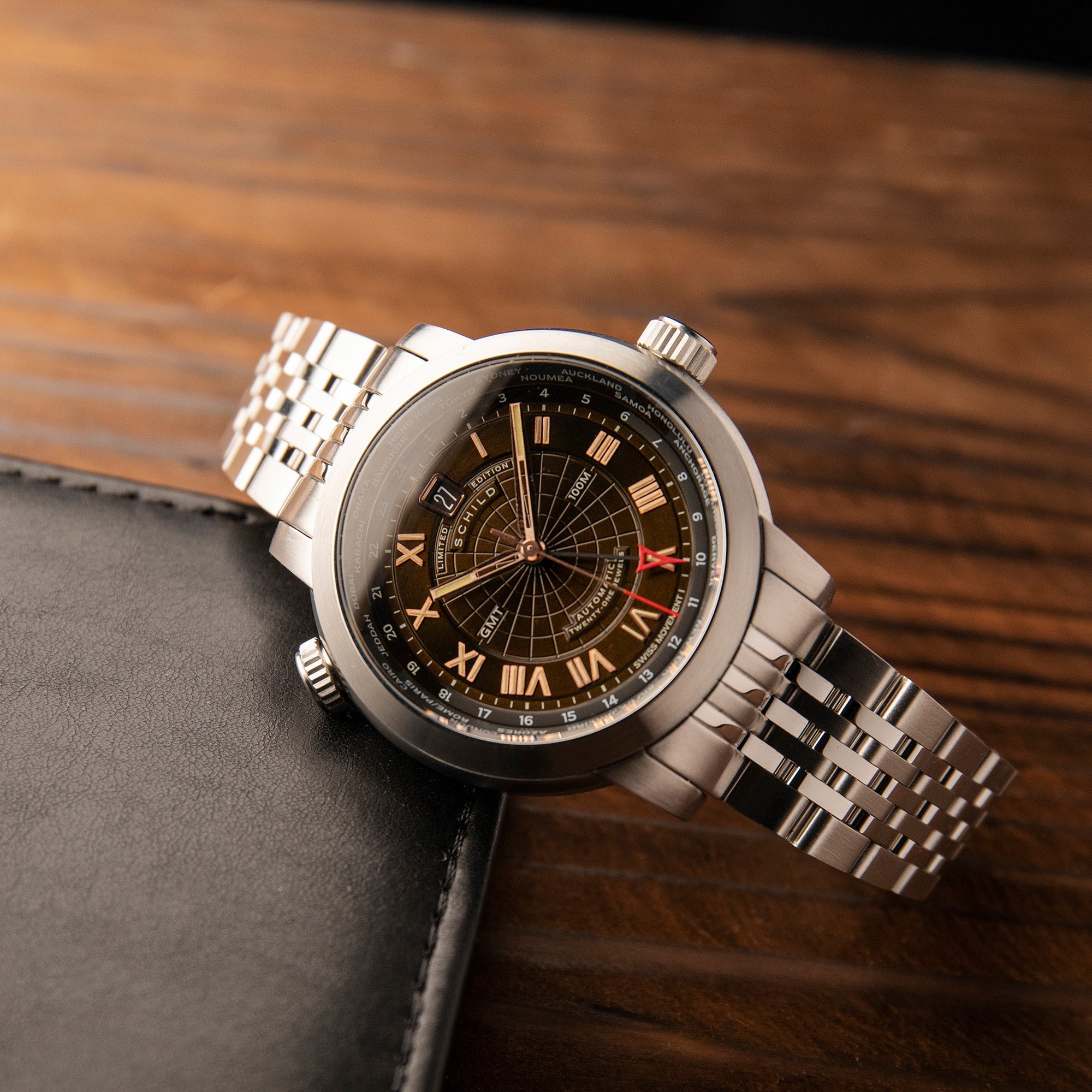 SCHILD Schild Heinrich Swiss automatic GMT Chocolate Rose Men's Watch SC-1004-33