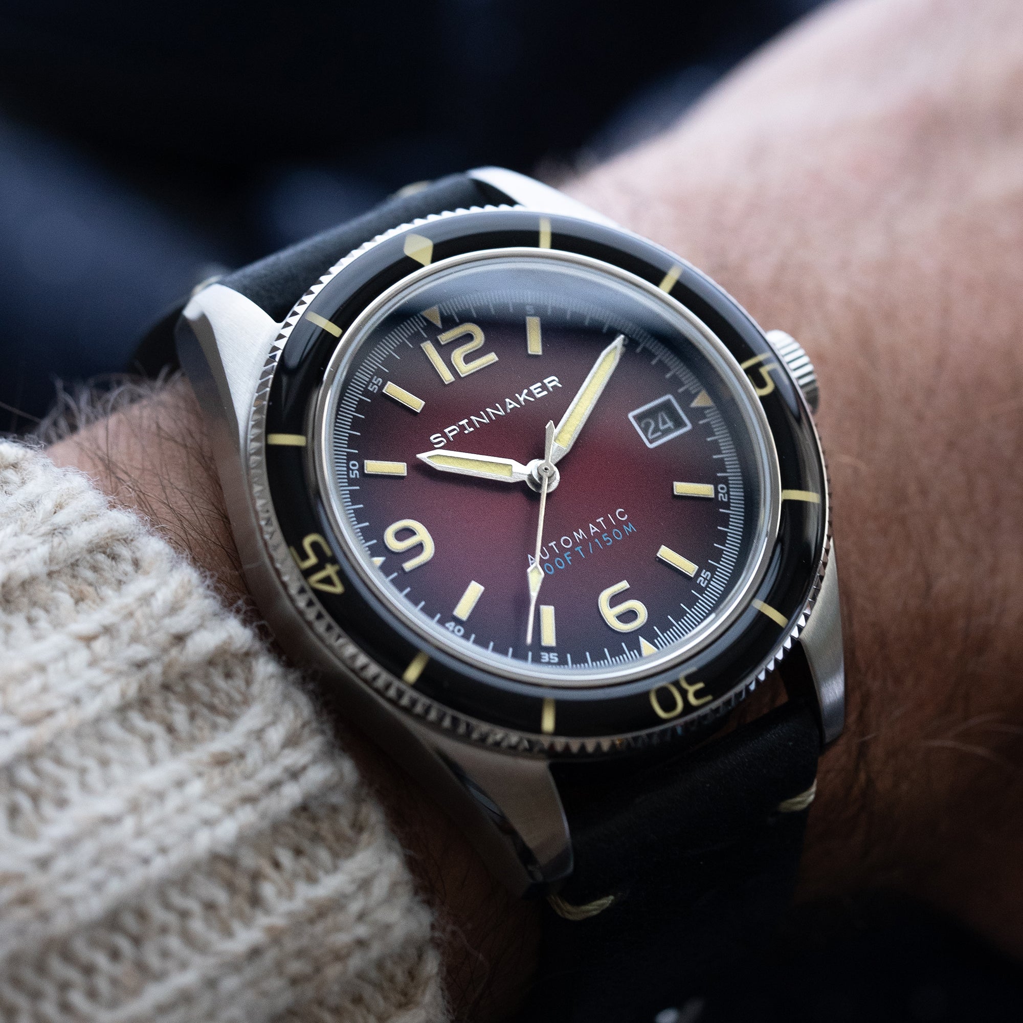 SPINNAKER Spinnaker Fleuss Men's Japanese Automatic Oxblood Red Watch SP-5055-07