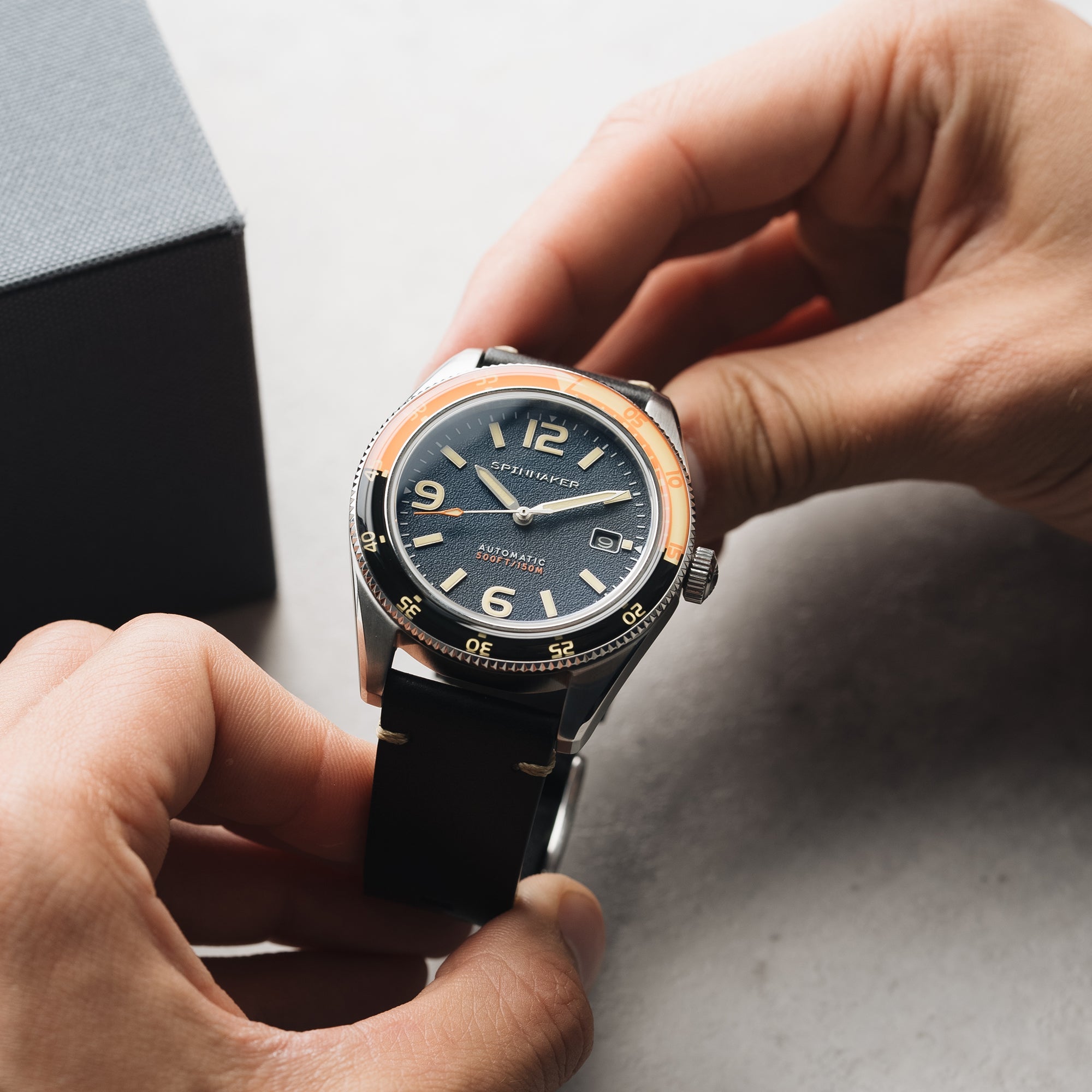 SPINNAKER Spinnaker Fleuss Men's Japanese Automatic Sunset Orange Watch SP-5055-0D