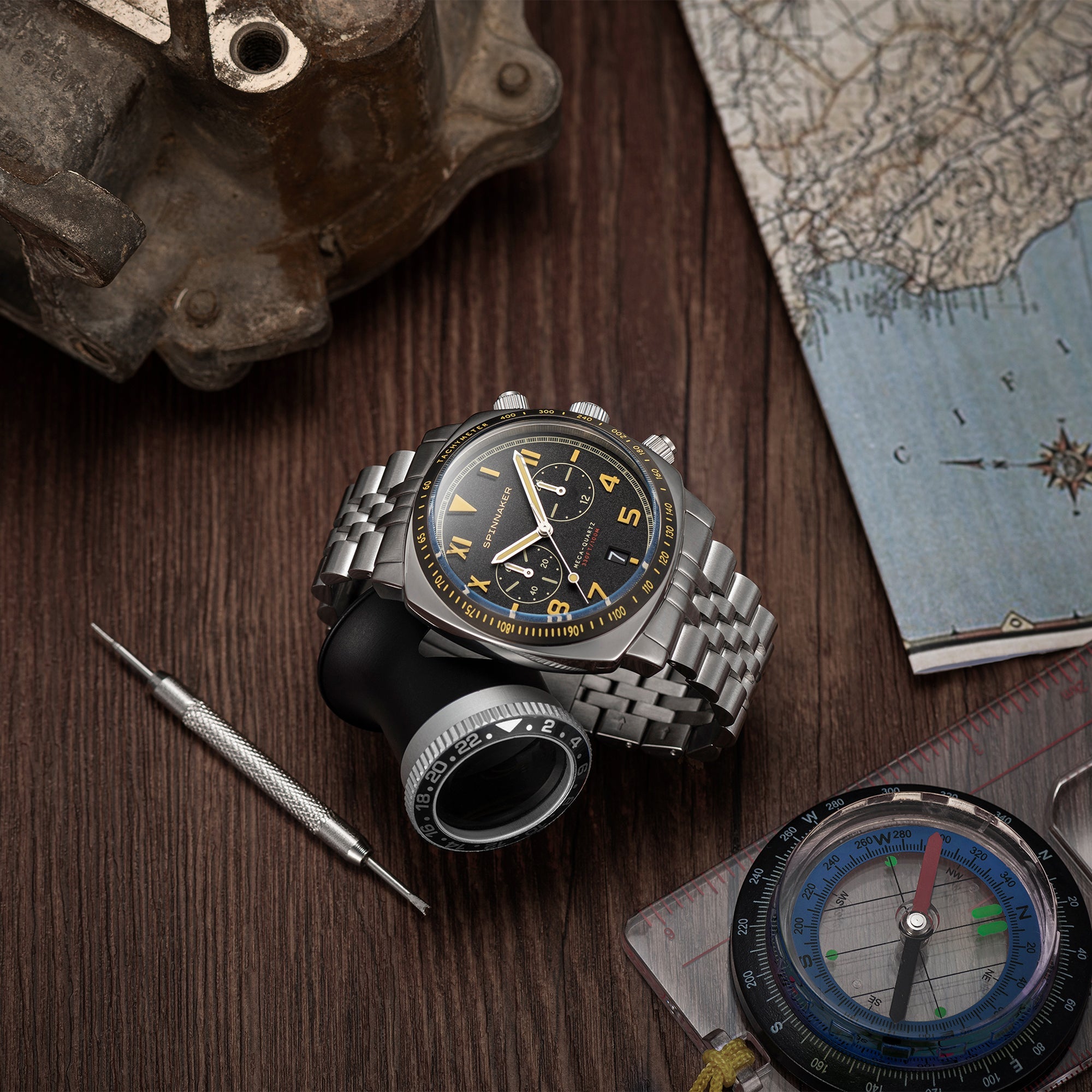 SPINNAKER Spinnaker Hull Men's Japanese Quartz Vintage Black Watch SP-5092-11