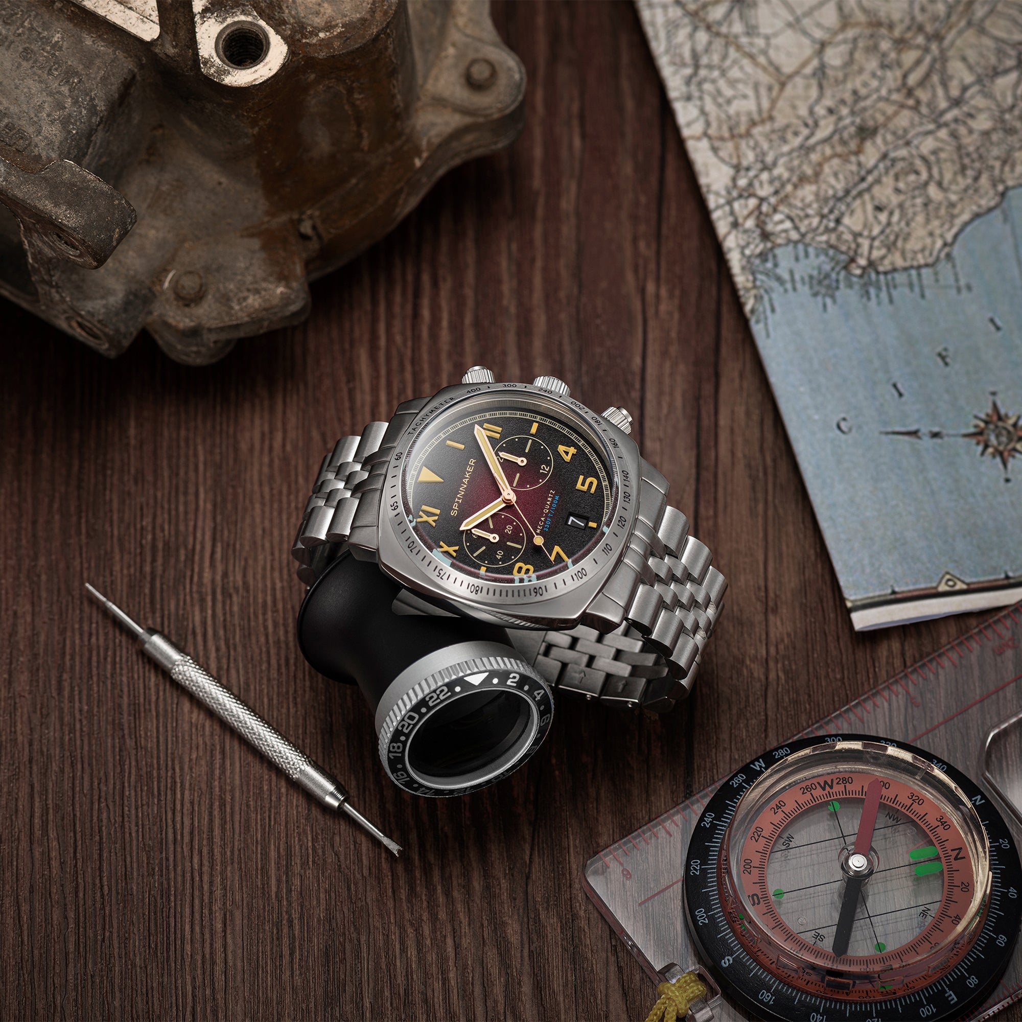 SPINNAKER Spinnaker Hull Men's Japanese Quartz Oxblood Watch SP-5092-22