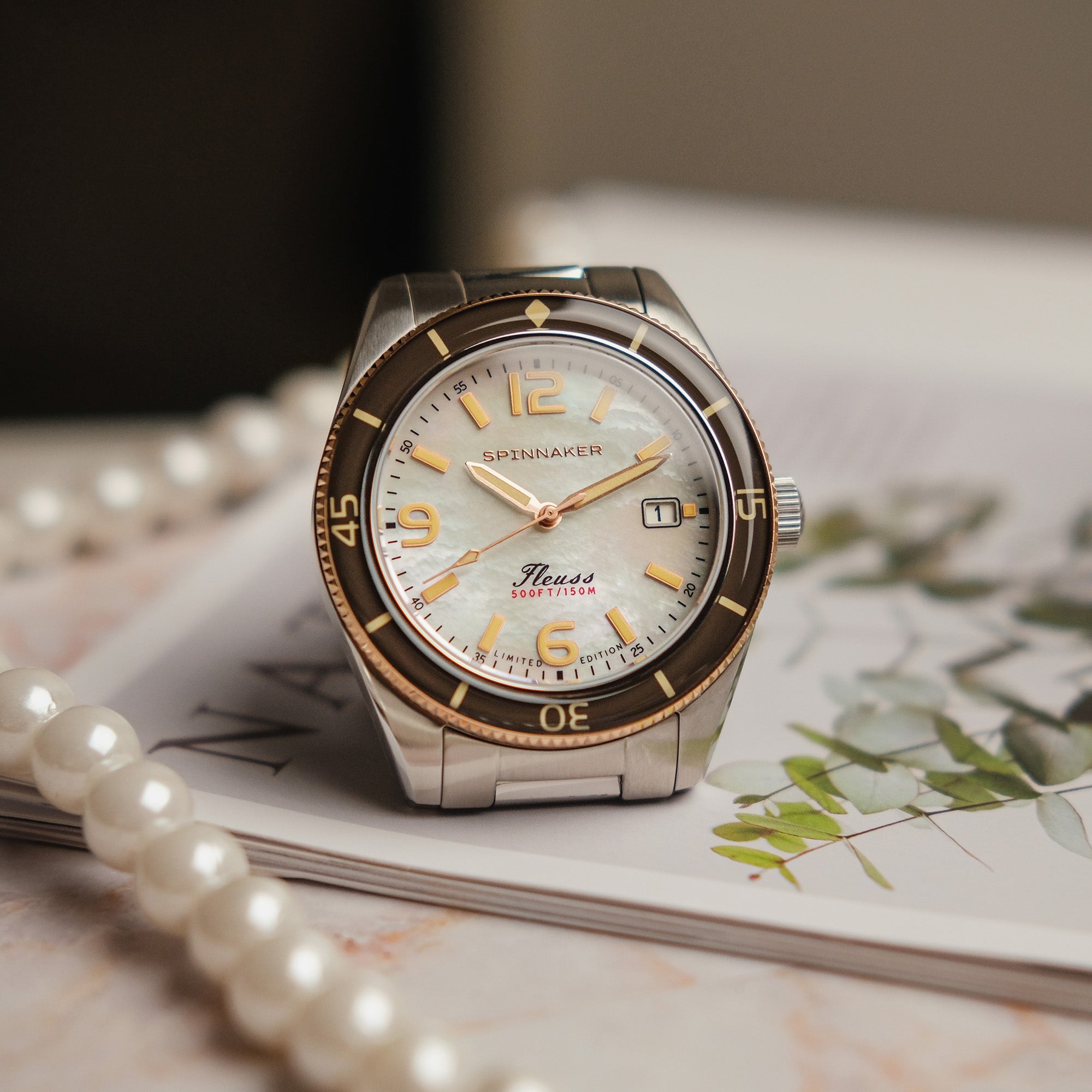 Spinnaker Spinnaker Fleuss Automatic White Pearl Diver Limited Edition Men's Watch SP-5108-33