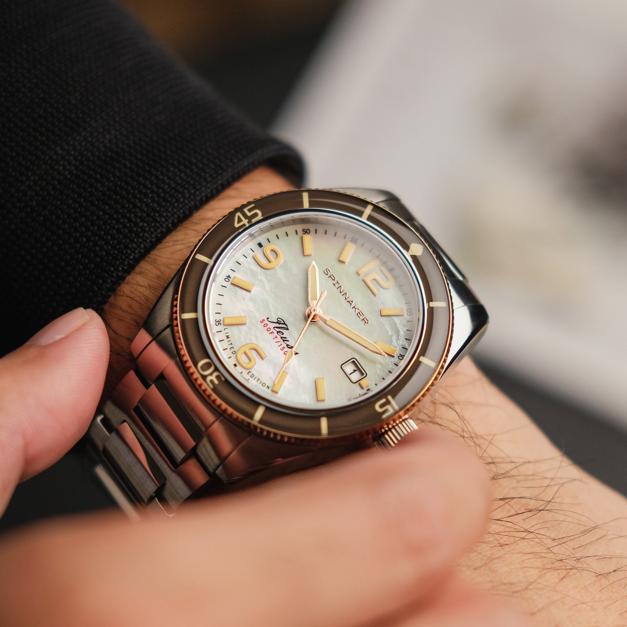 Spinnaker Spinnaker Fleuss Automatic White Pearl Diver Limited Edition Men's Watch SP-5108-33