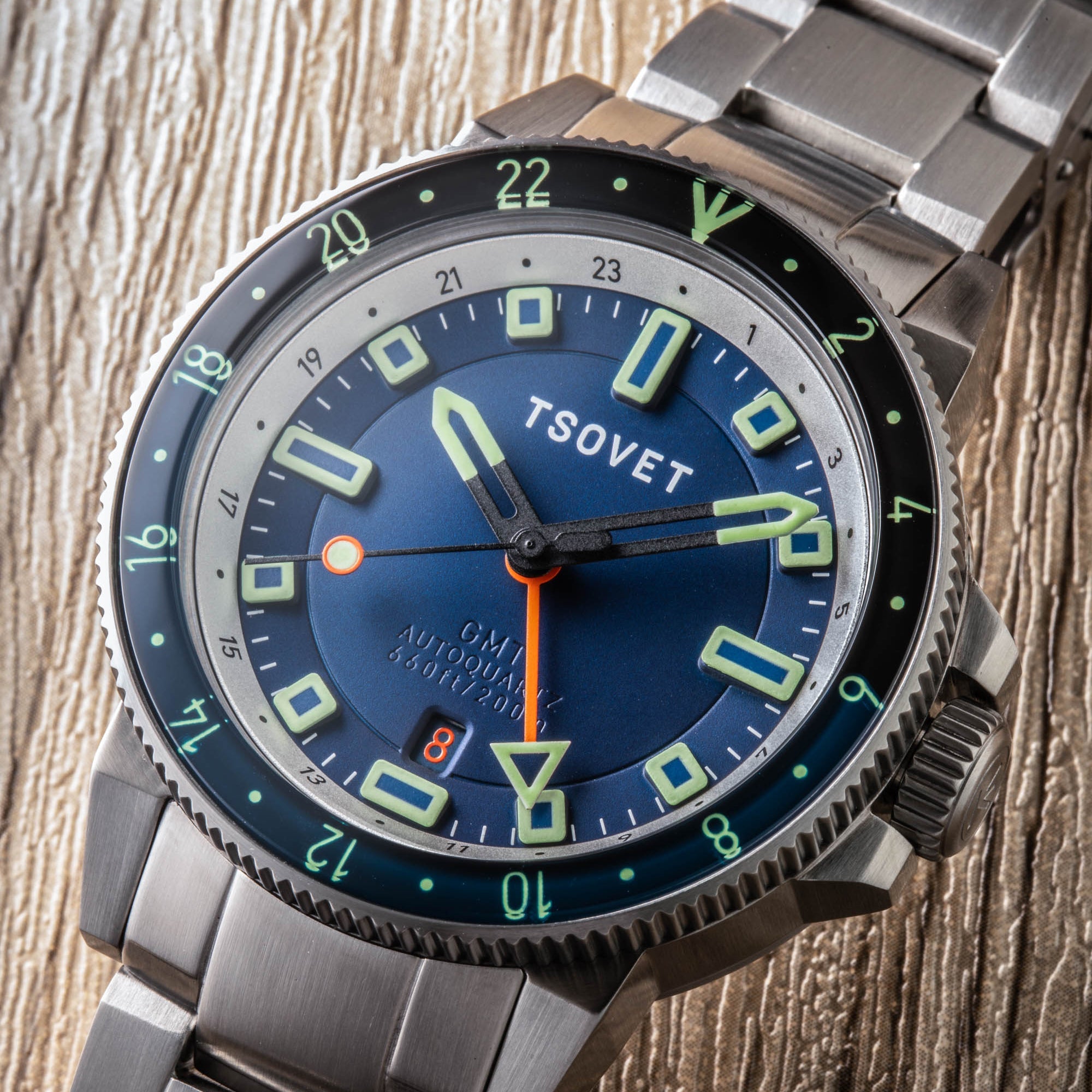 TSOVET Tsovet SMT-DW42 GMT Men's Japanese Hybrid Automatic Moss Watch TS-4004-33
