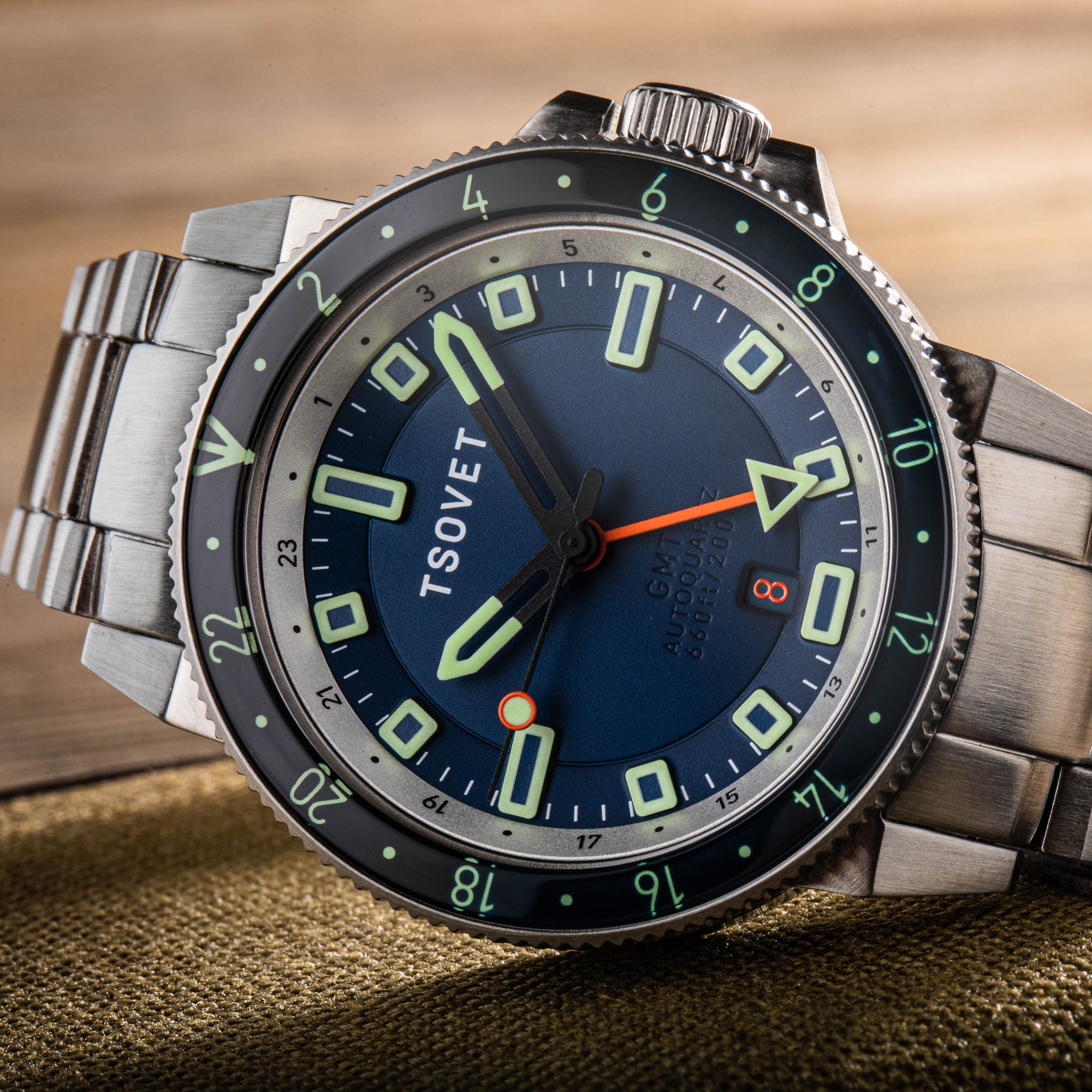 TSOVET Tsovet SMT-DW42 GMT Men's Japanese Hybrid Automatic Moss Watch TS-4004-33