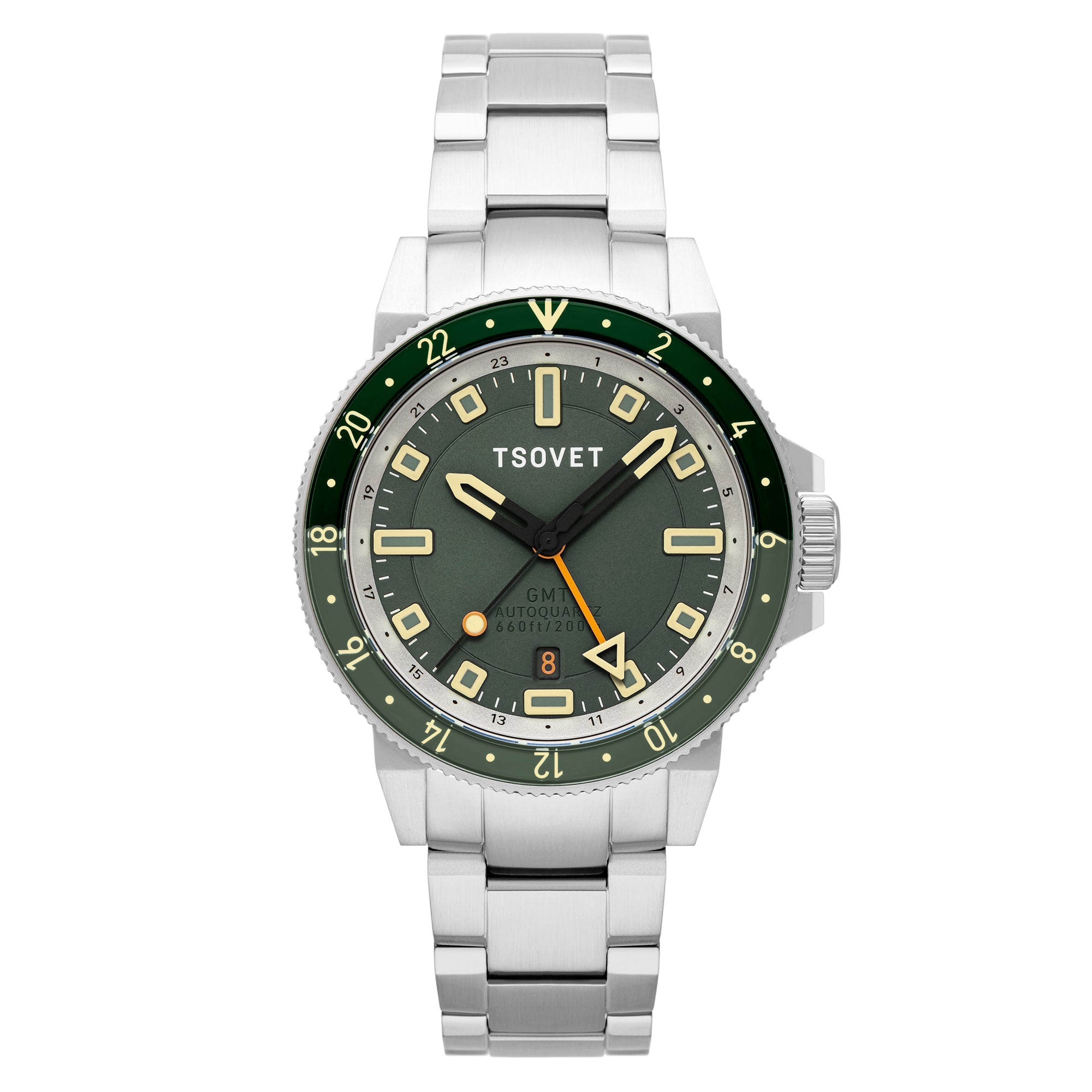 TSOVET Tsovet SMT-DW42 GMT Men's Japanese Hybrid Automatic Rum Watch TS-4004-44