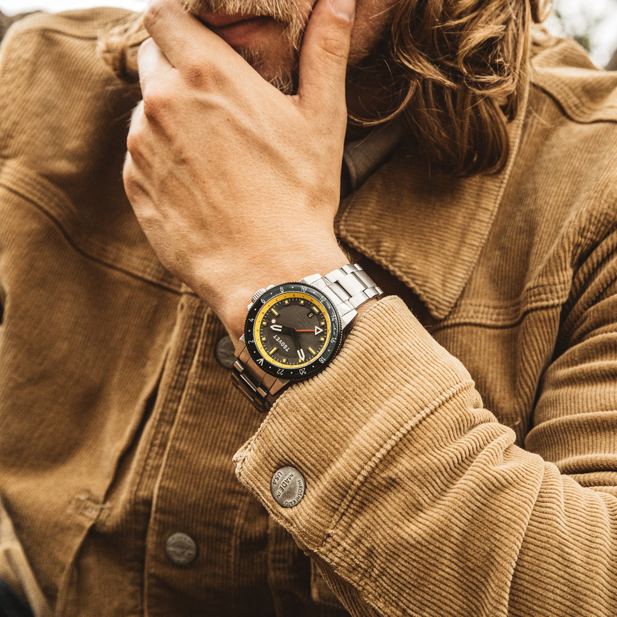 TSOVET Tsovet SMT-DW42 GMT Men's Japanese Hybrid Automatic Glass Watch TS-4004-55