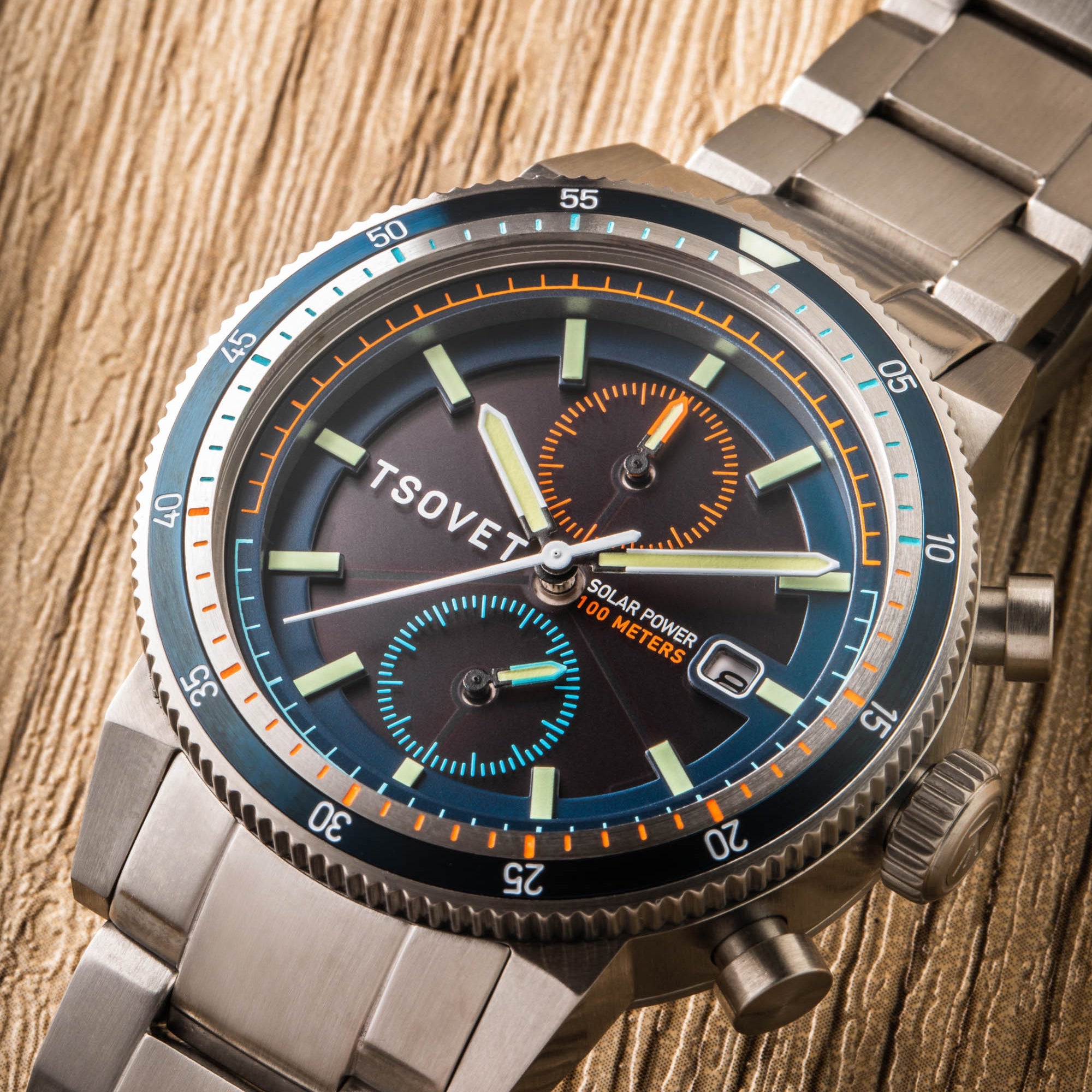 TSOVET Tsovet SLR FW42 Men's Japanese Solar Power Deep Blue Watch TS-4005-22