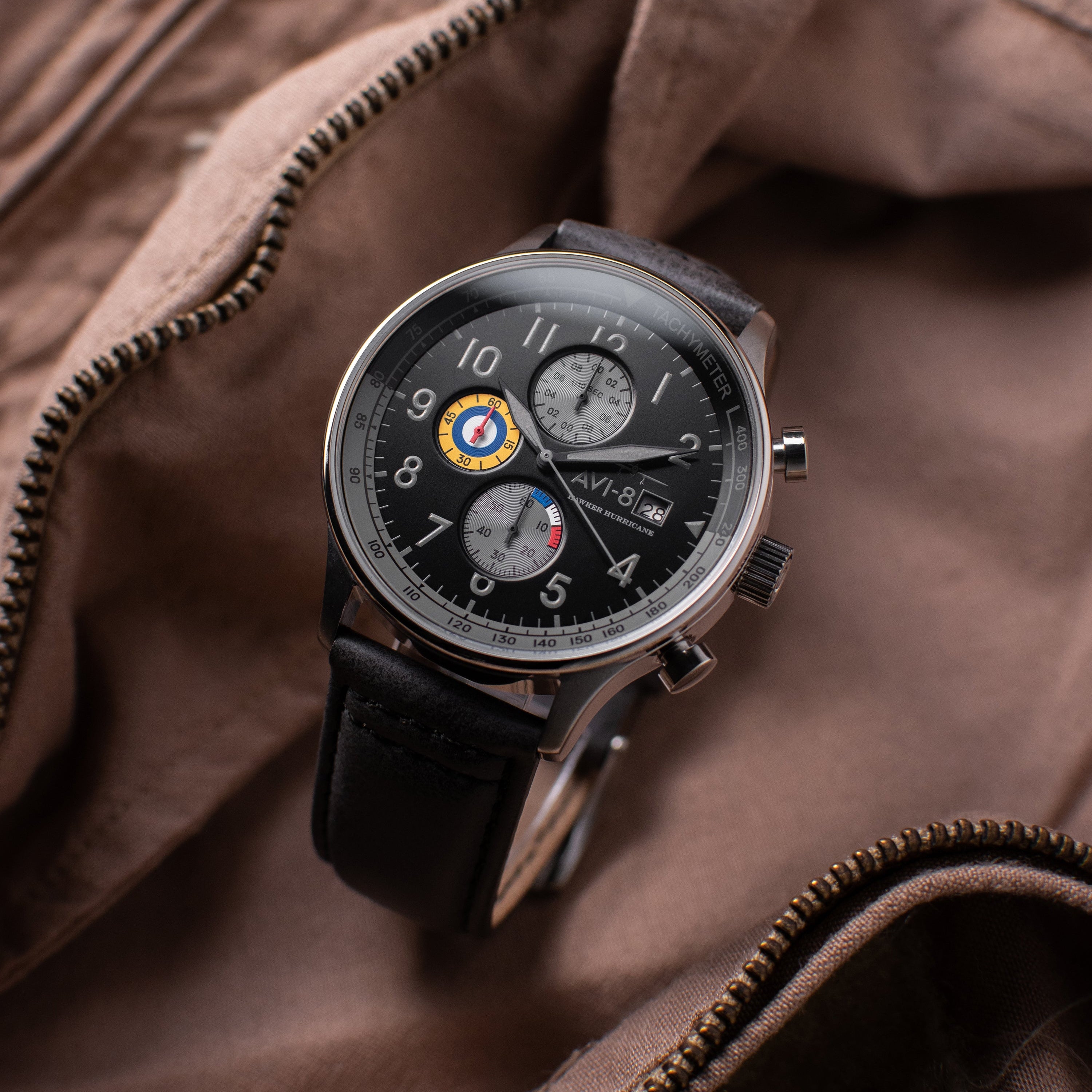 AVI-8 AVI-8 Hawker Hurricane Classic Chronograph Grey Black Men's Watch AV-4011-0U