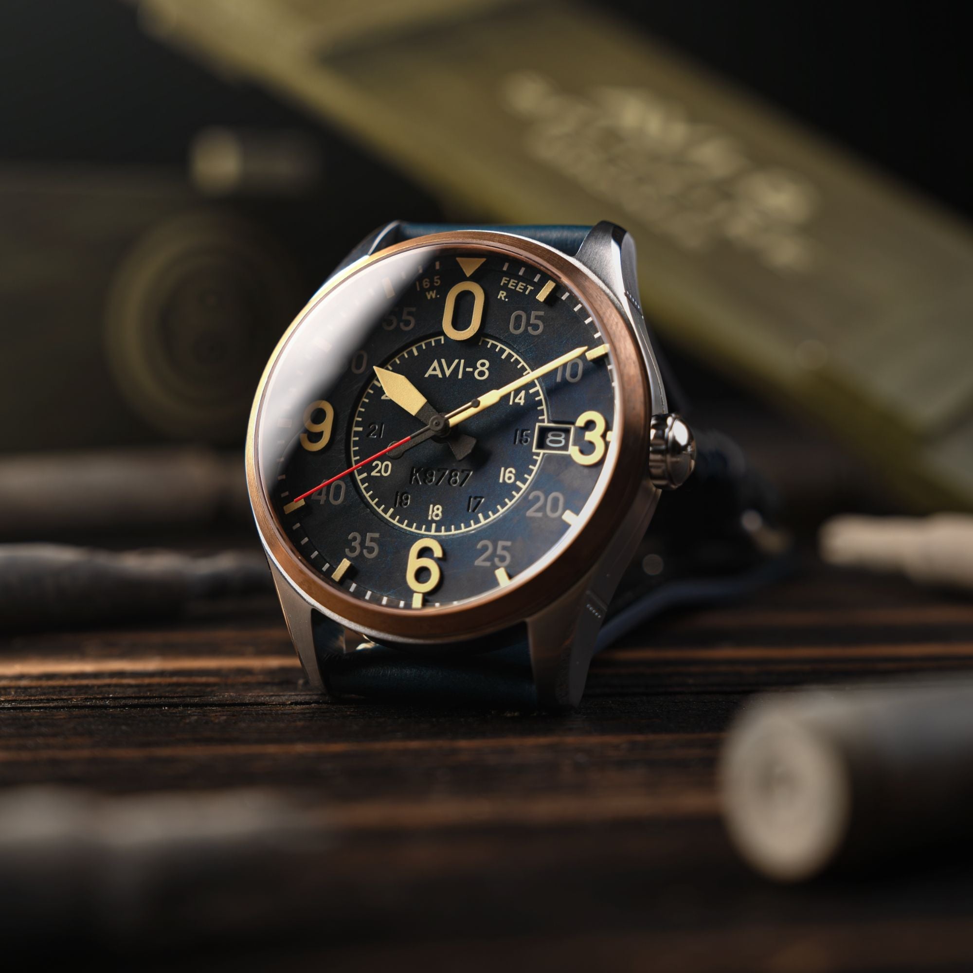 AVI-8 AVI-8 Spitfire Smith Automatic Distressed Blue Men's Watch AV-4090-05