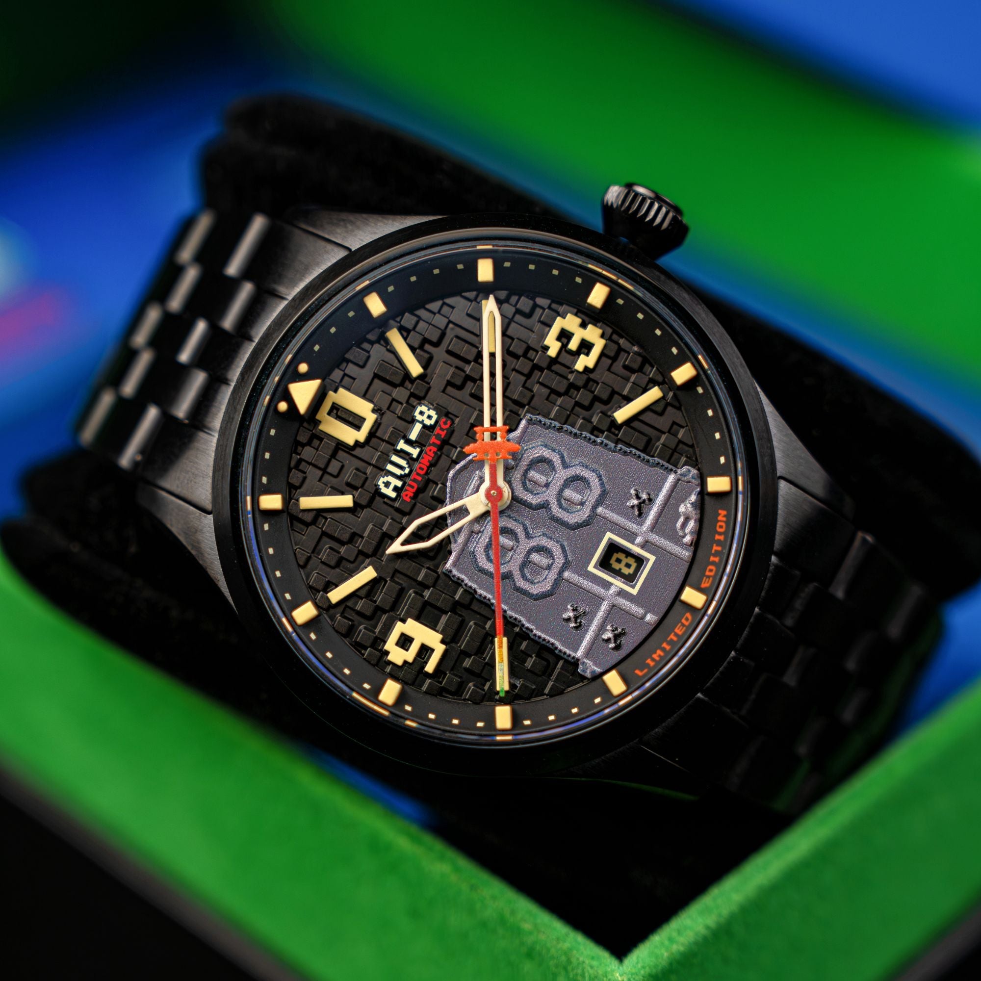 AVI-8 AVI-8 Flyboy Capcom 1942 Automatic Pixel Limited Edition Midnight Ace Men's Watch AV-4121-33