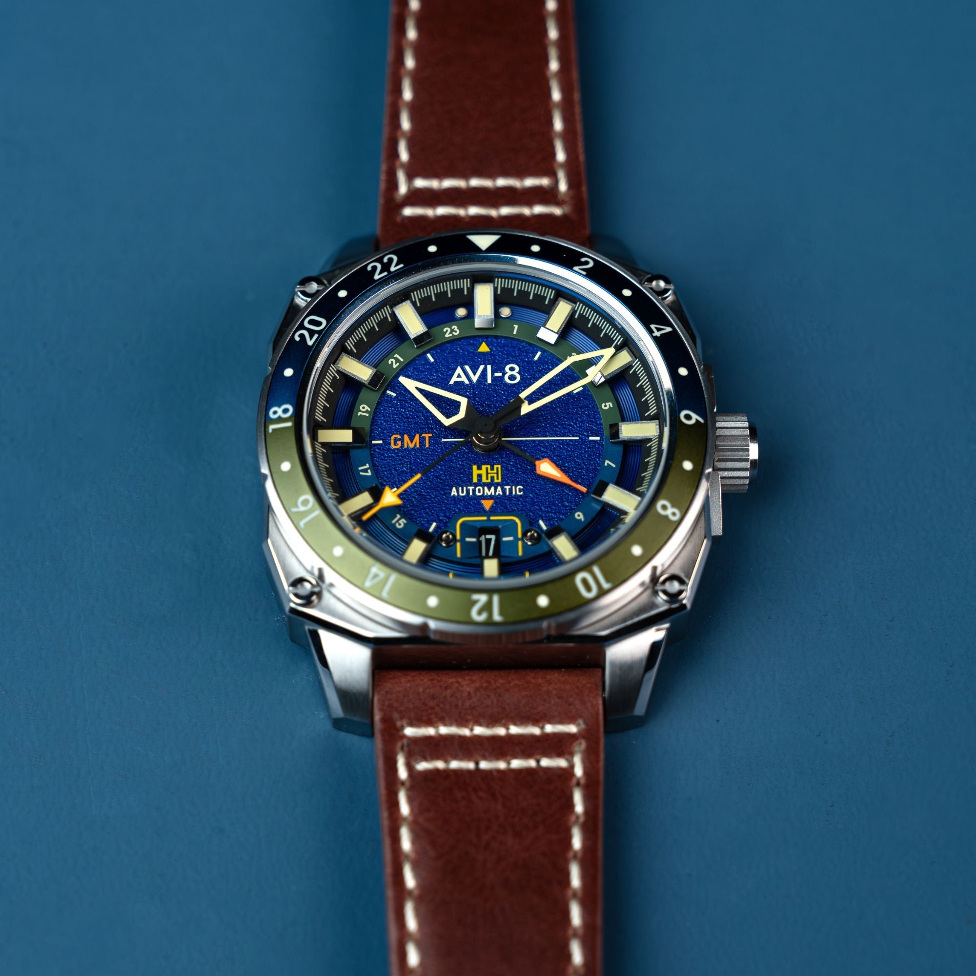 AVI-8 AVI-8 Hawker Hunter Atlas Gmt Automatic Earth Blue Men's Watch AV-4122-02
