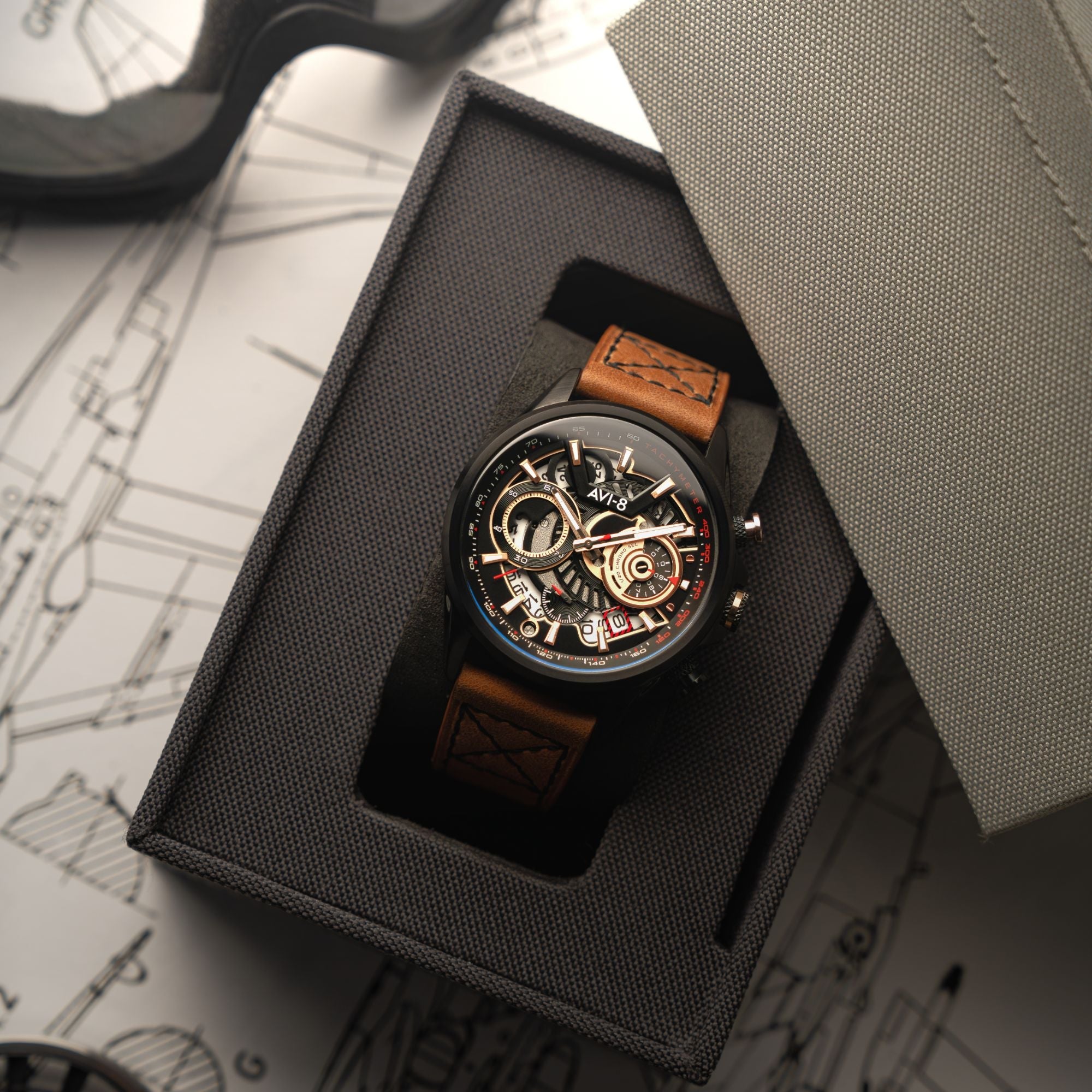 AVI-8 AVI-8 Hawker Harrier Matador (2025 Edition) Chronograph Desert Black Men's Watch AV-4125-02