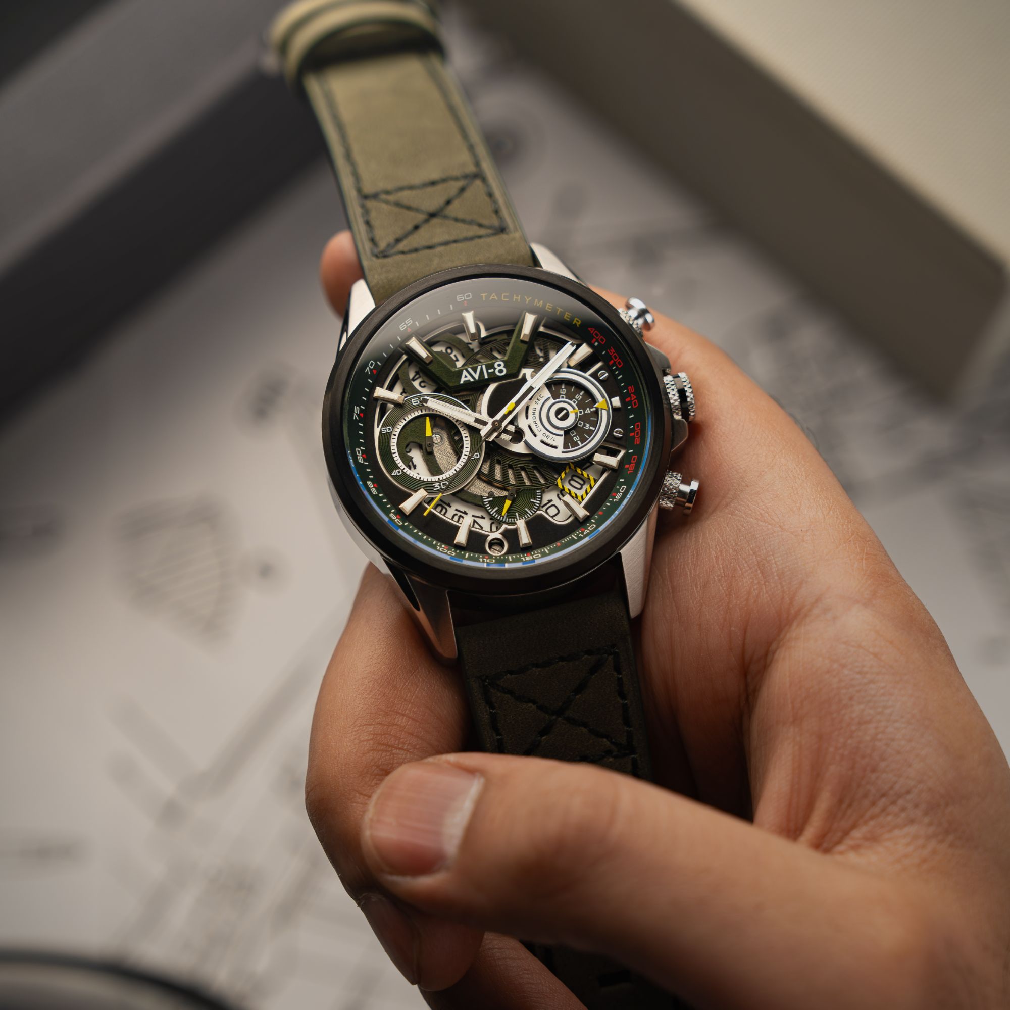 AVI-8 AVI-8 Hawker Harrier Matador (2025 Edition) Chronograph Viper Green Men's Watch AV-4125-04