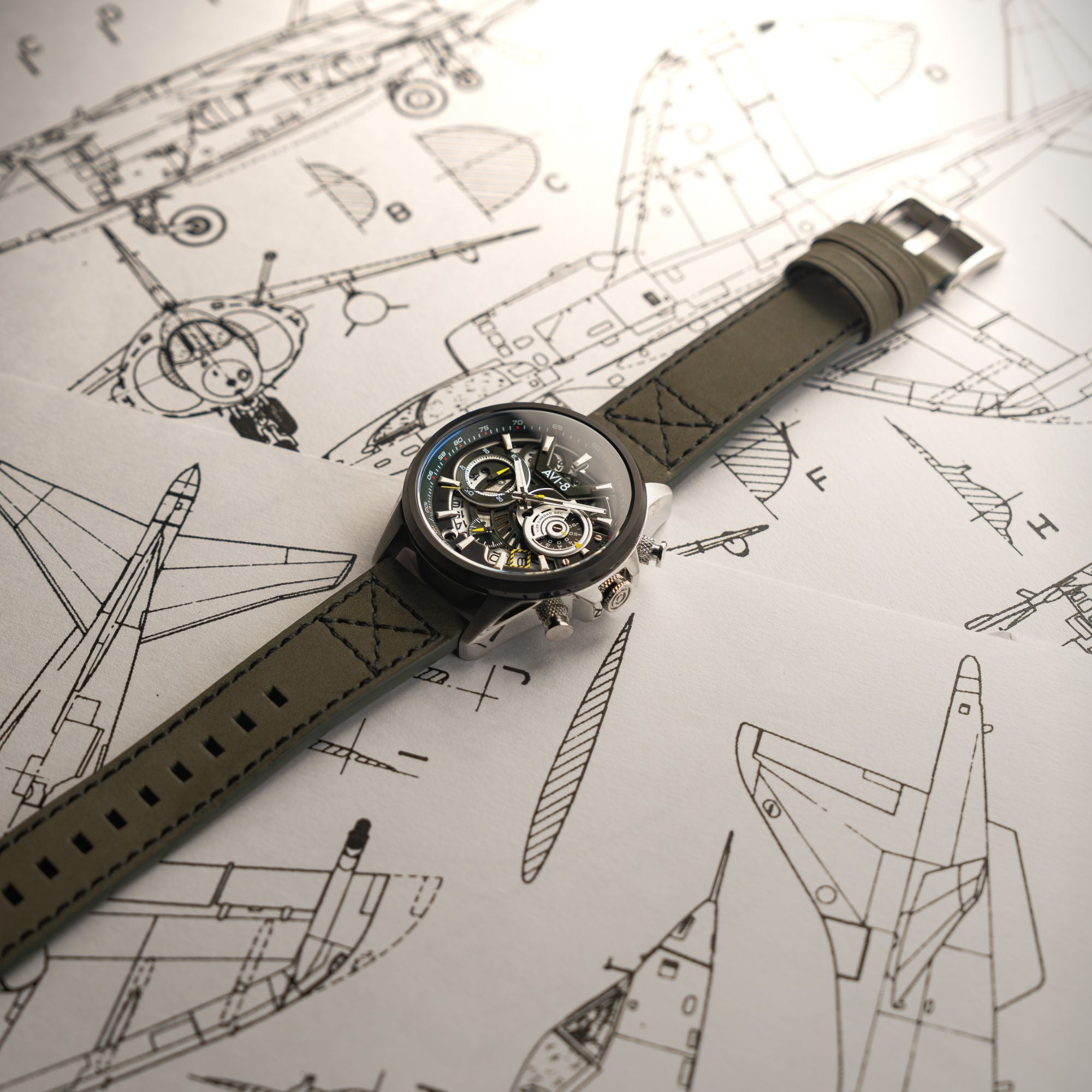 AVI-8 AVI-8 Hawker Harrier Matador (2025 Edition) Chronograph Viper Green Men's Watch AV-4125-04