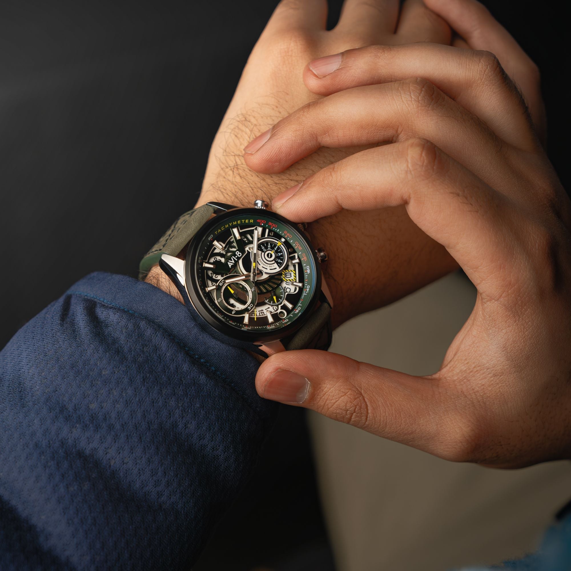 AVI-8 AVI-8 Hawker Harrier Matador (2025 Edition) Chronograph Viper Green Men's Watch AV-4125-04
