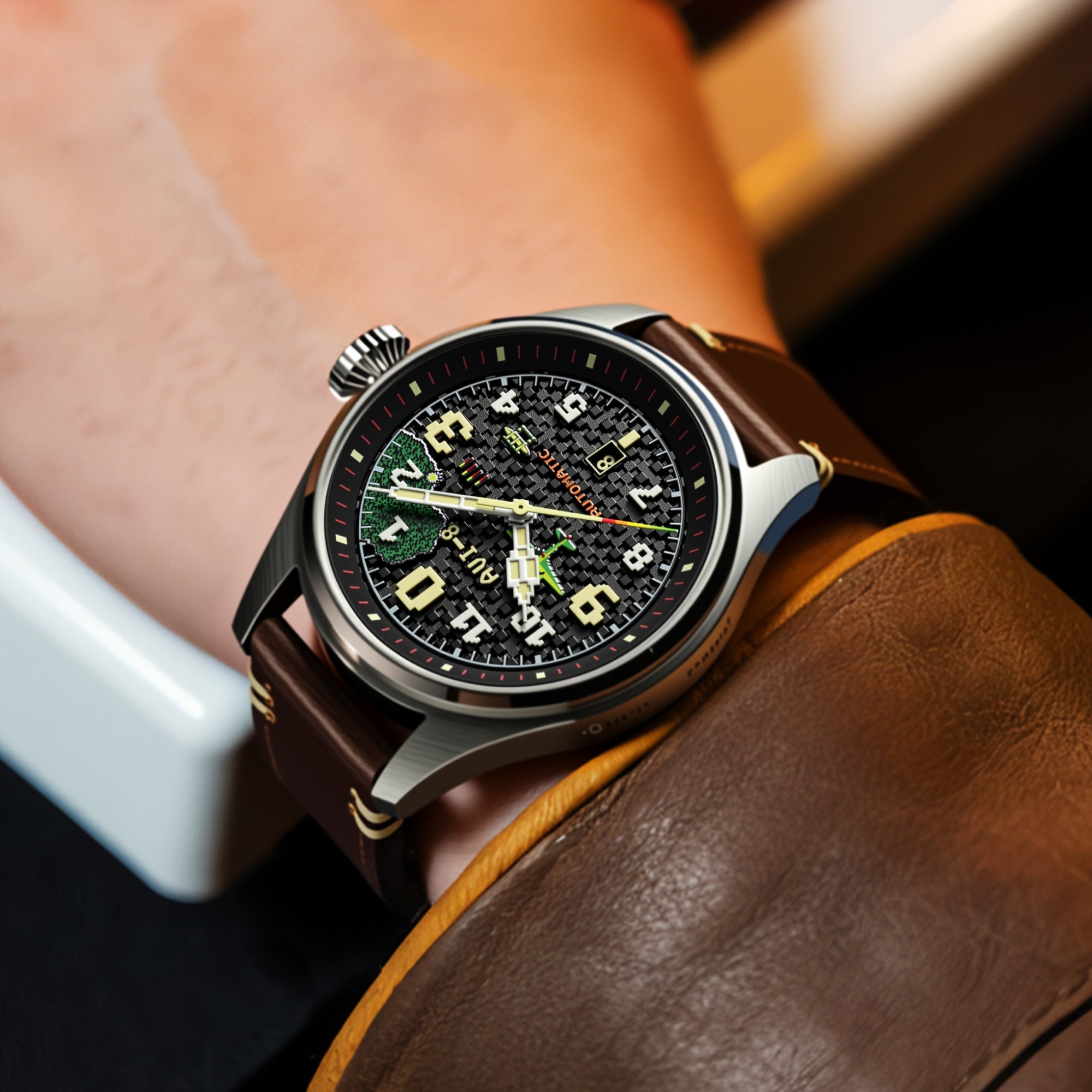 AVI-8 AVI-8 Hawker Hurricane Clowes Automatic Capcom 1942 Pixel Limited Edition Onyx Ace Men's Watch AV-4126-01
