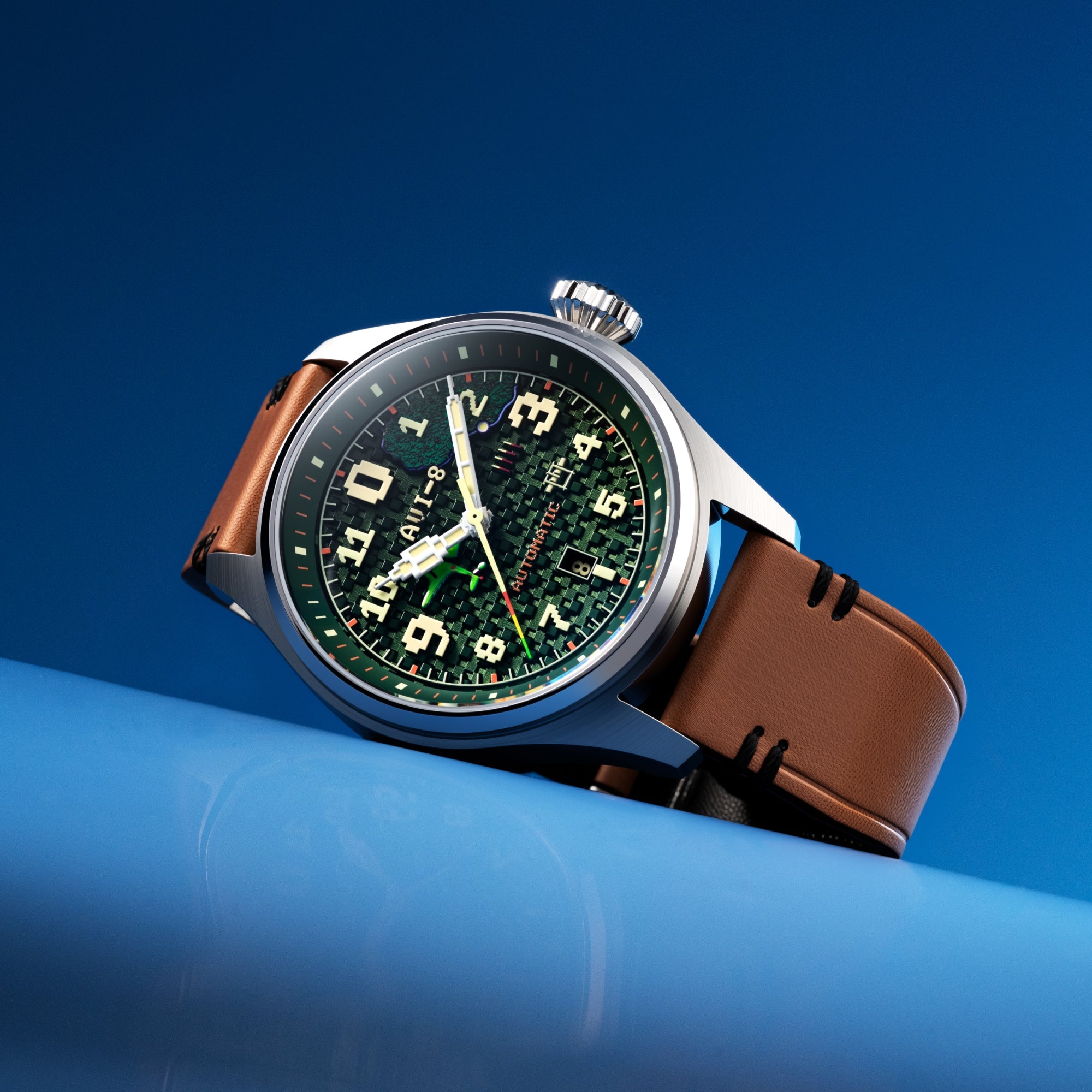 AVI-8 AVI-8 Hawker Hurricane Clowes Automatic Capcom 1942 Pixel Limited Edition Green Ace Men's Watch AV-4126-03