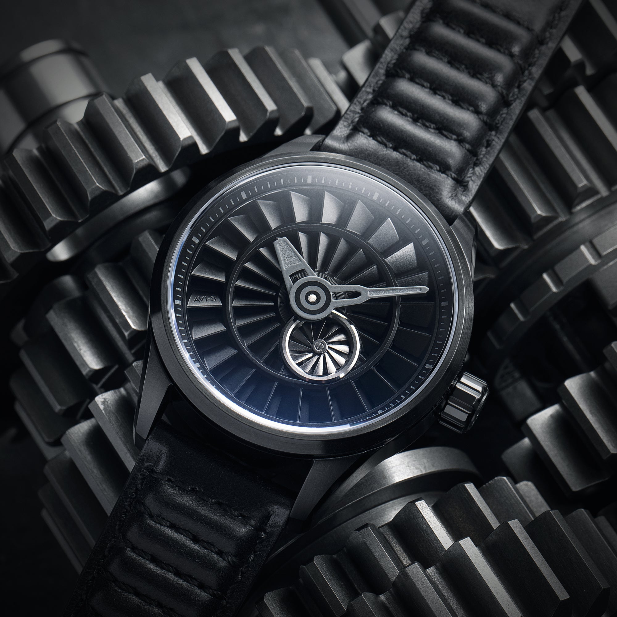 AVI-8 AVI-8 Hawker Harrier Pegasus Automatic Limited Edition Piston Black Men's Watch AV-4127-01