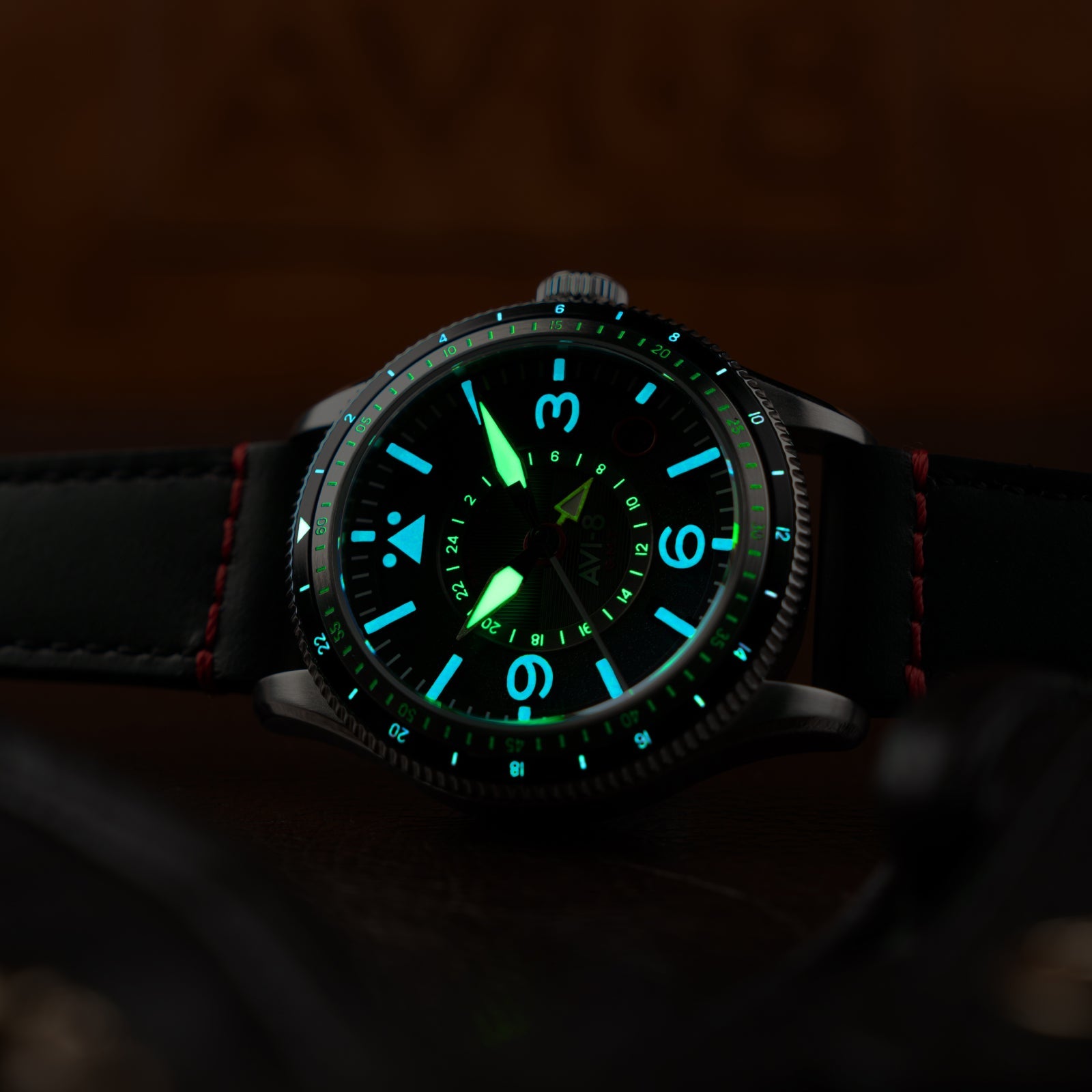 AVI-8 AVI-8 Flyboy Airmaster Gmt Automatic Engine Black Men's Watch AV-4128-01