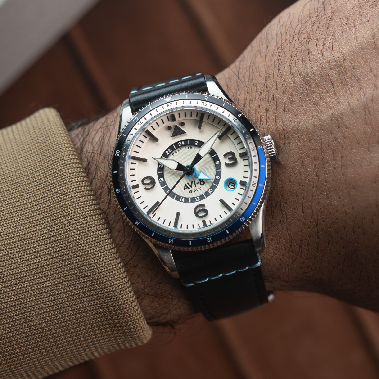 AVI-8 AVI-8 Flyboy Airmaster Gmt Automatic Wing Silver Men's Watch AV-4128-02