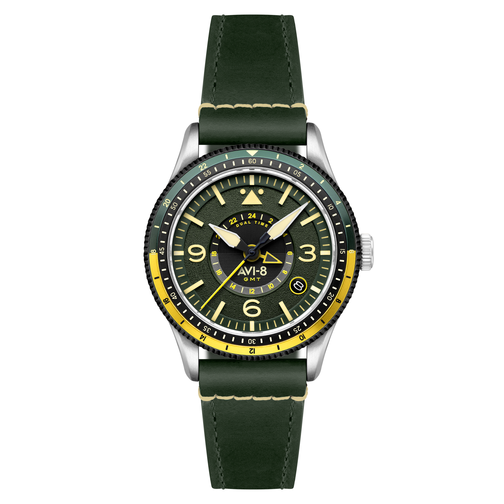 AVI-8 AVI-8 Flyboy Airmaster Gmt Automatic Fuselage Green Men's Watch AV-4128-03