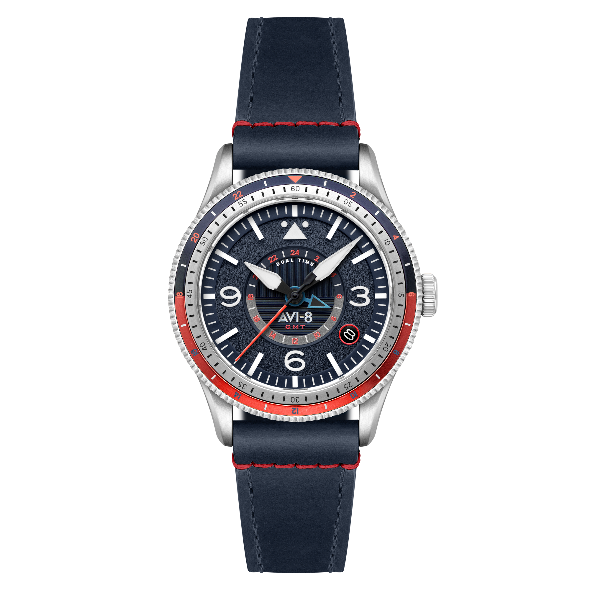 AVI-8 AVI-8 Flyboy Airmaster Gmt Automatic Cockpit Blue Men's Watch AV-4128-04