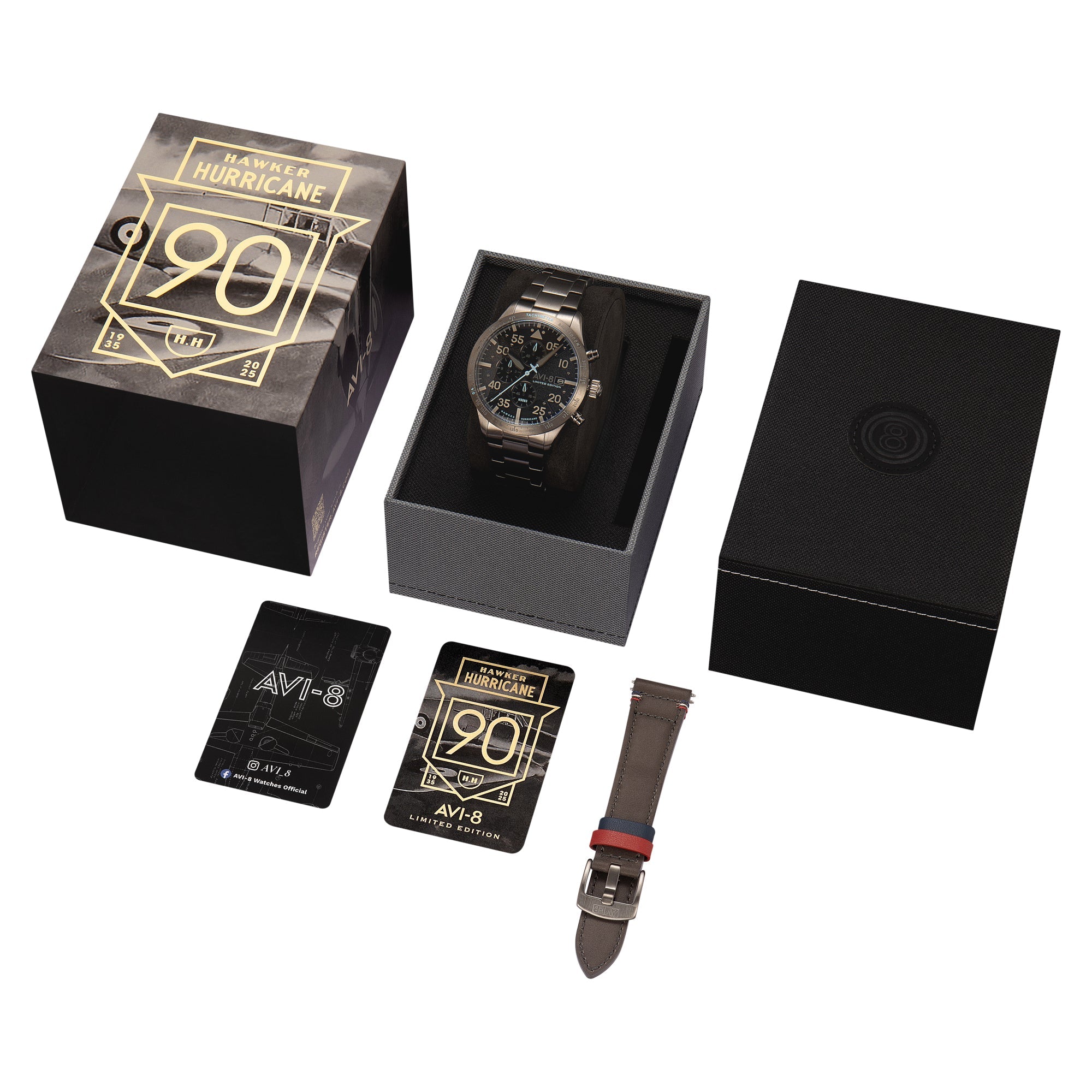 AVI-8 Hawker Hurricane 90th Anniversary Chronograph Limited Edition Hangar Grey Men's Watch  AV-4130-44