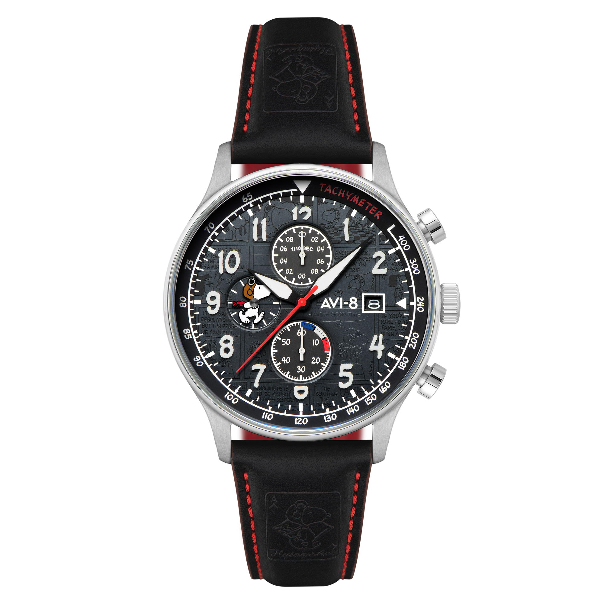 AVI-8 AVI-8 Hawker Hurricane Classic Chronograph Peanuts Snoopy Flying Ace Limited Edition Ace Black Men's Watch AV-4132-01