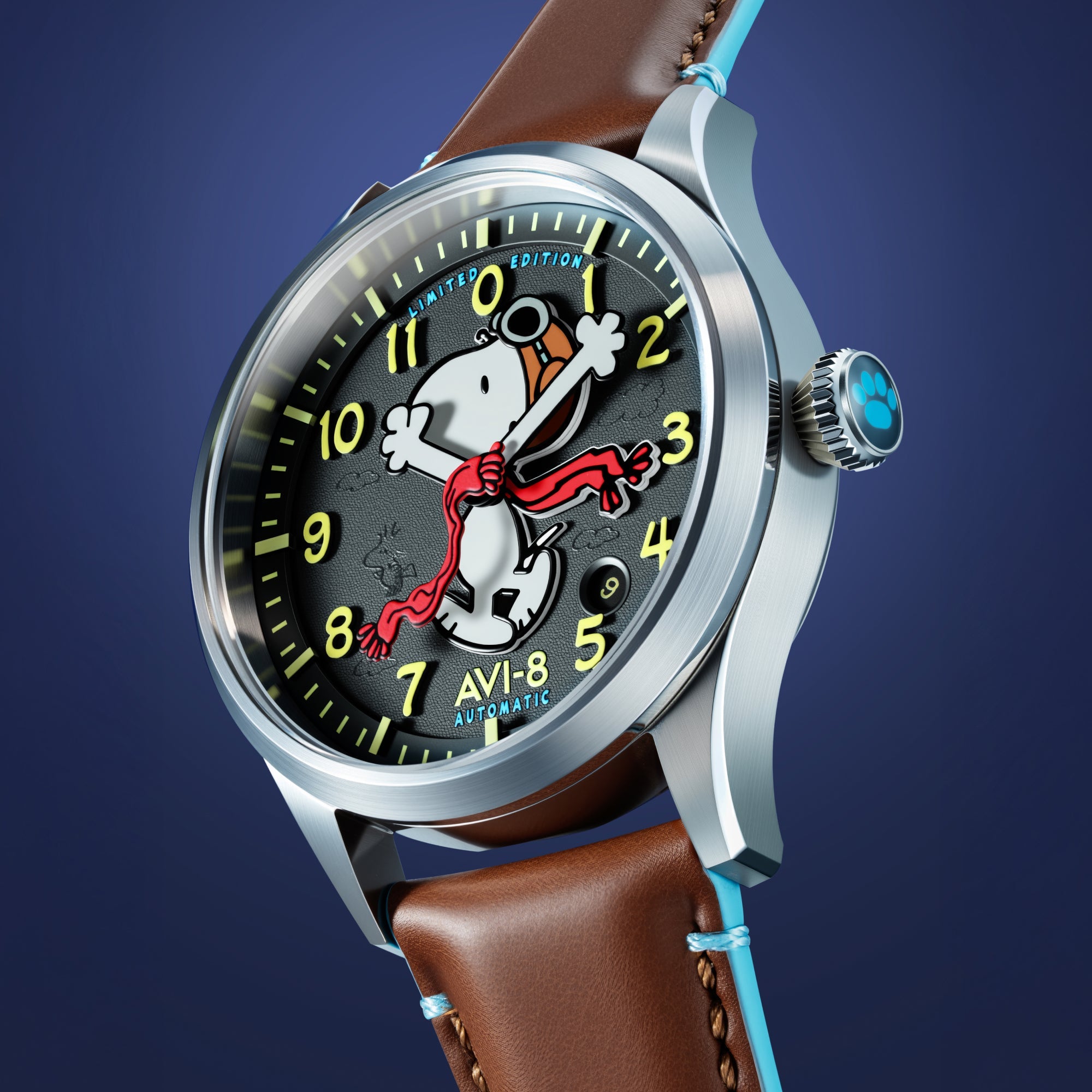 AVI-8 Flyboy Engineer Automatic Peanuts Snoopy Flying Ace Limited Edition Pilot Grey Men's Watch AV-4133-03