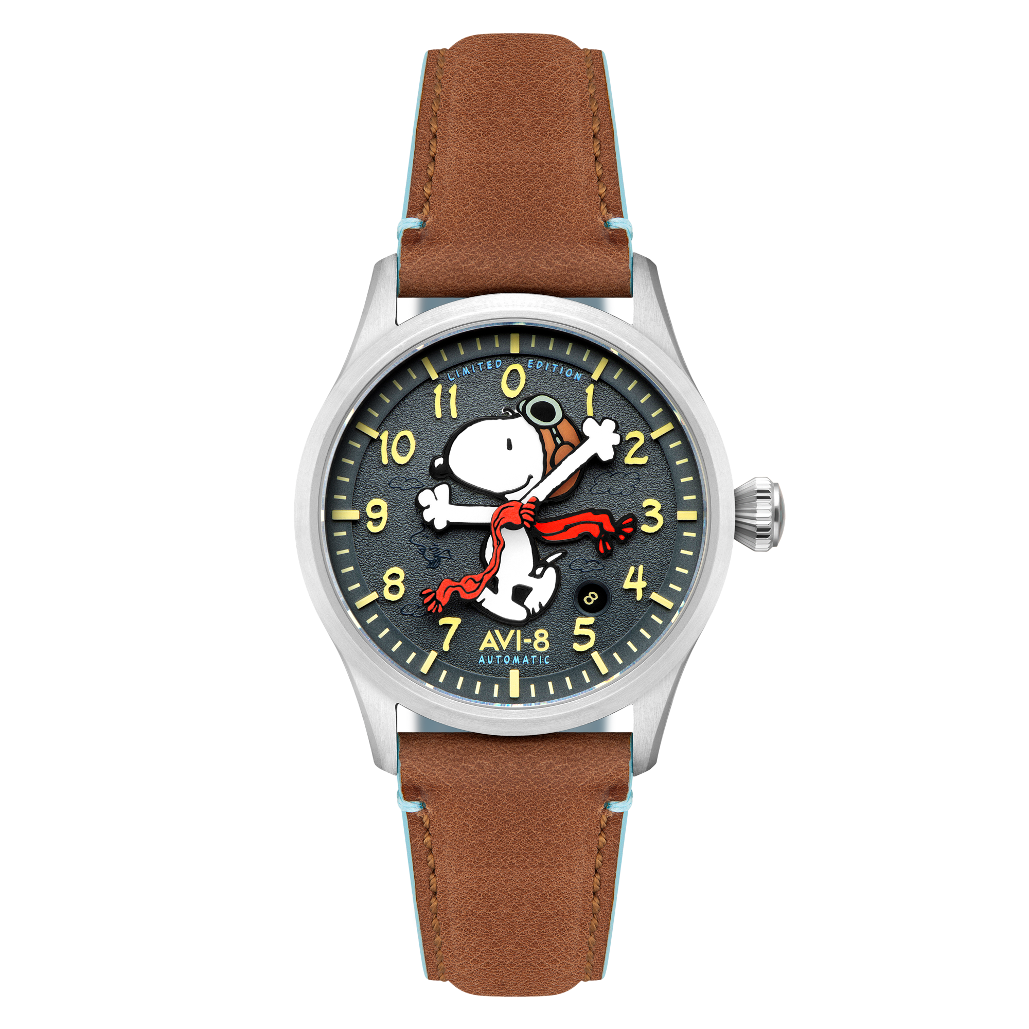 AVI-8 Flyboy Engineer Automatic Peanuts Snoopy Flying Ace Limited Edition Pilot Grey Men's Watch AV-4133-03