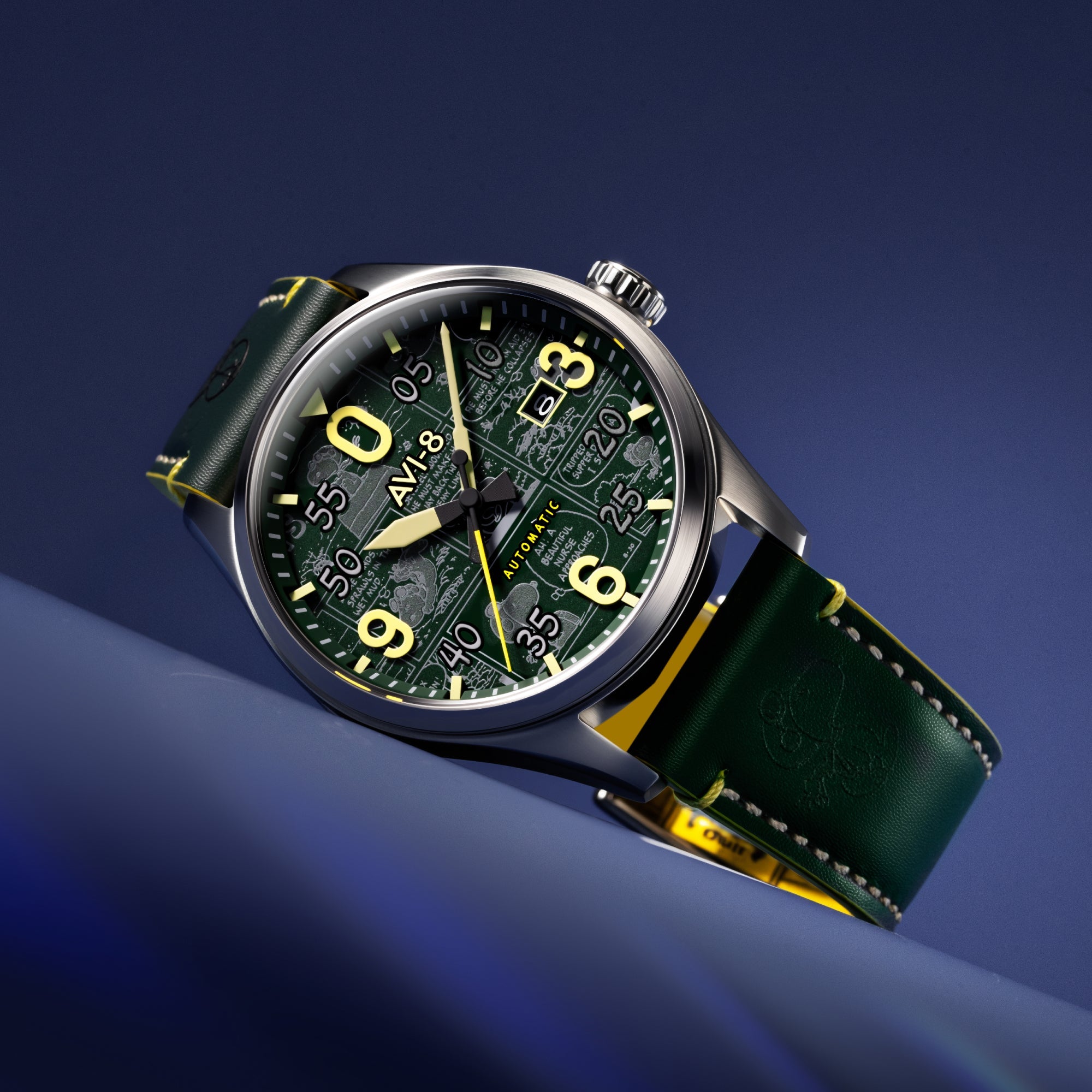 AVI-8 AVI-8 Spitfire Smith Automatic Peanuts Snoopy Flying Ace Limited Edition Aviator Green Men's Watch AV-4134-02