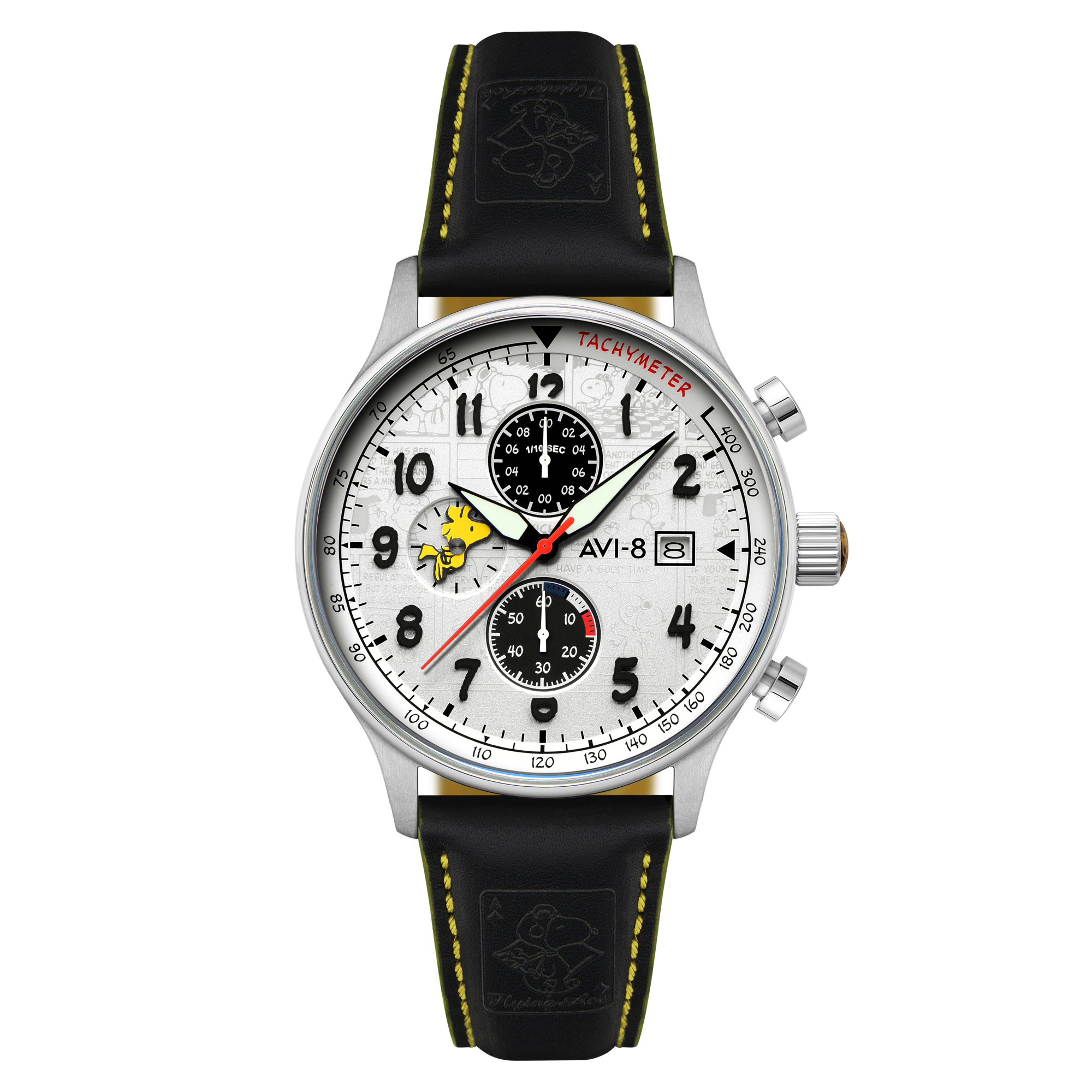 AVI-8 Hawker Hurricane Classic Chronograph Peanuts Snoopy Flying Ace Limited Edition Woodstock White Men's Watch AV-4135-01