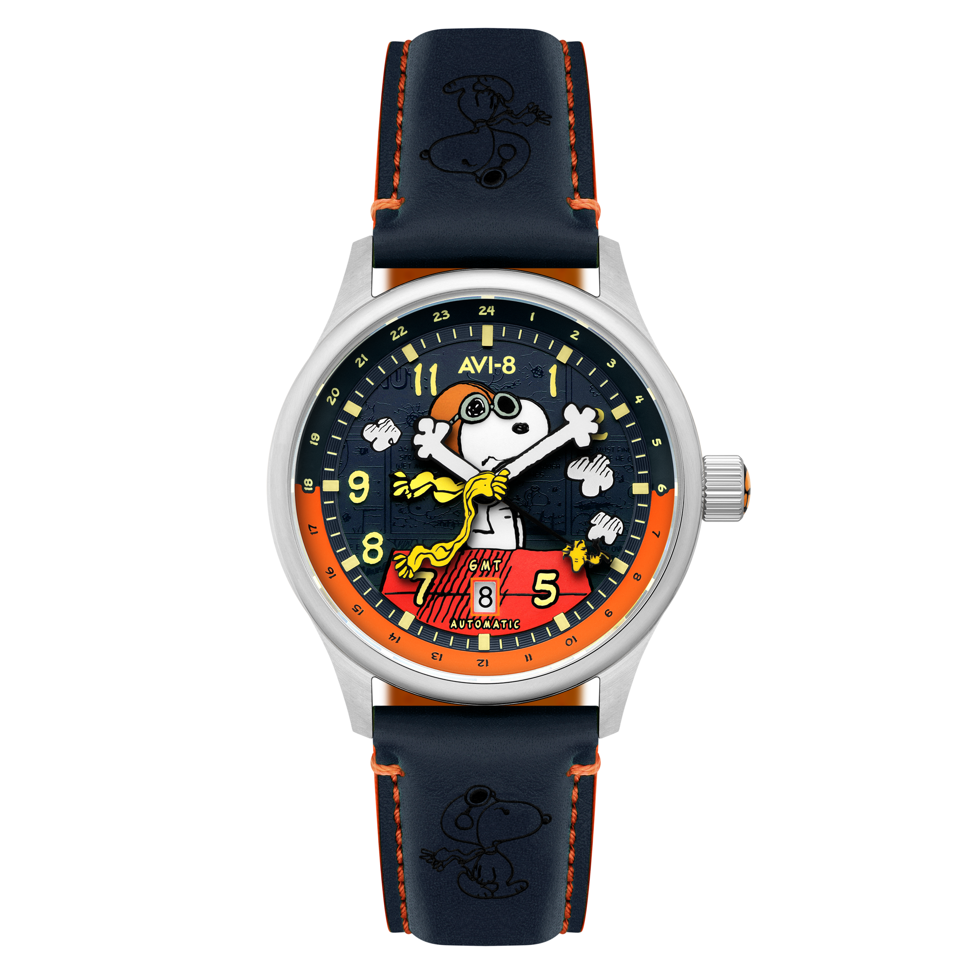 AVI-8 Hawker Hurricane Kent GMT Automatic Peanuts Snoopy Flying Ace Limited Edition Sketchbook Blue Men's Watch AV-4136-02