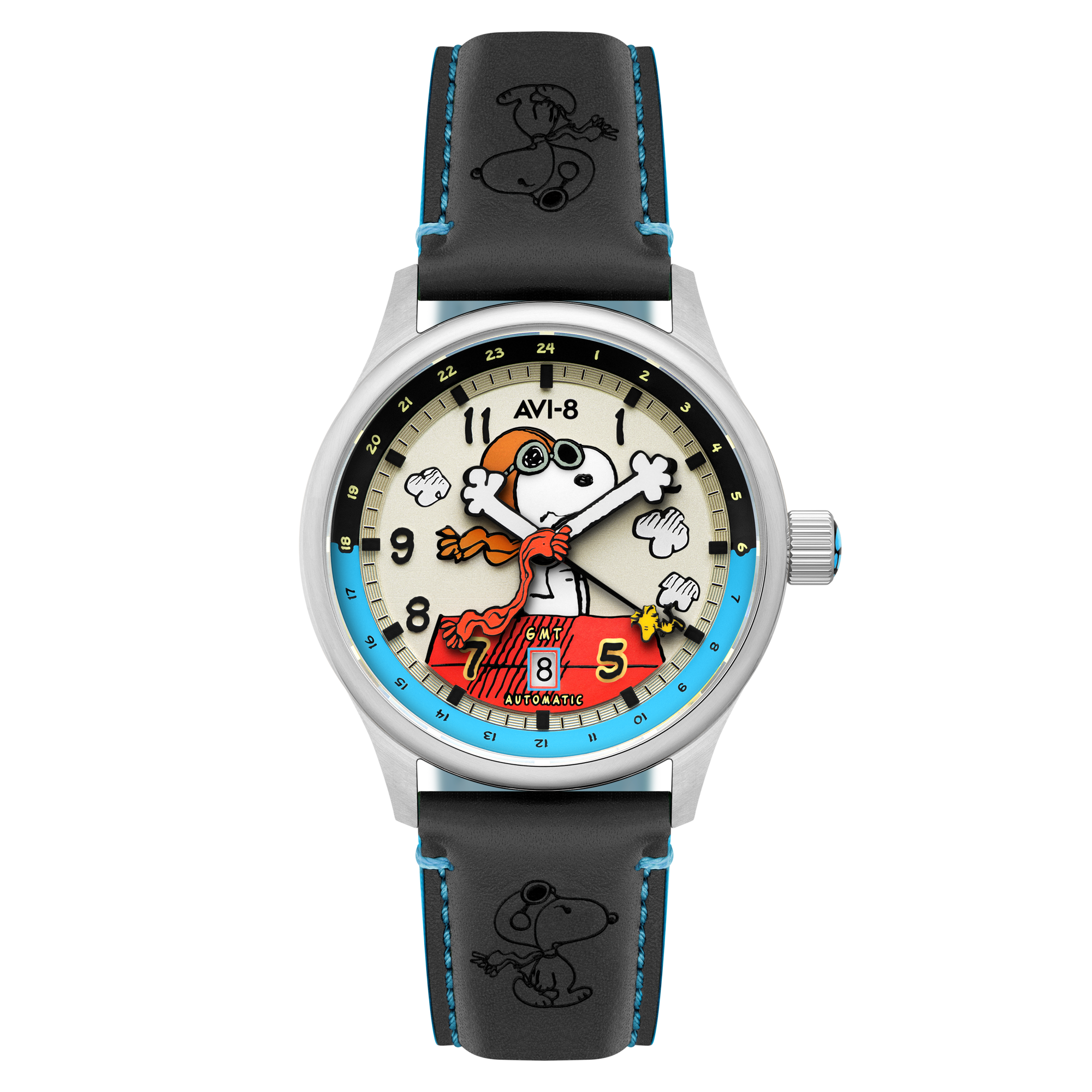 AVI-8 Hawker Hurricane Kent GMT Automatic Peanuts Snoopy Flying Ace Limited Edition Cream Brigade Men's Watch AV-4136-03
