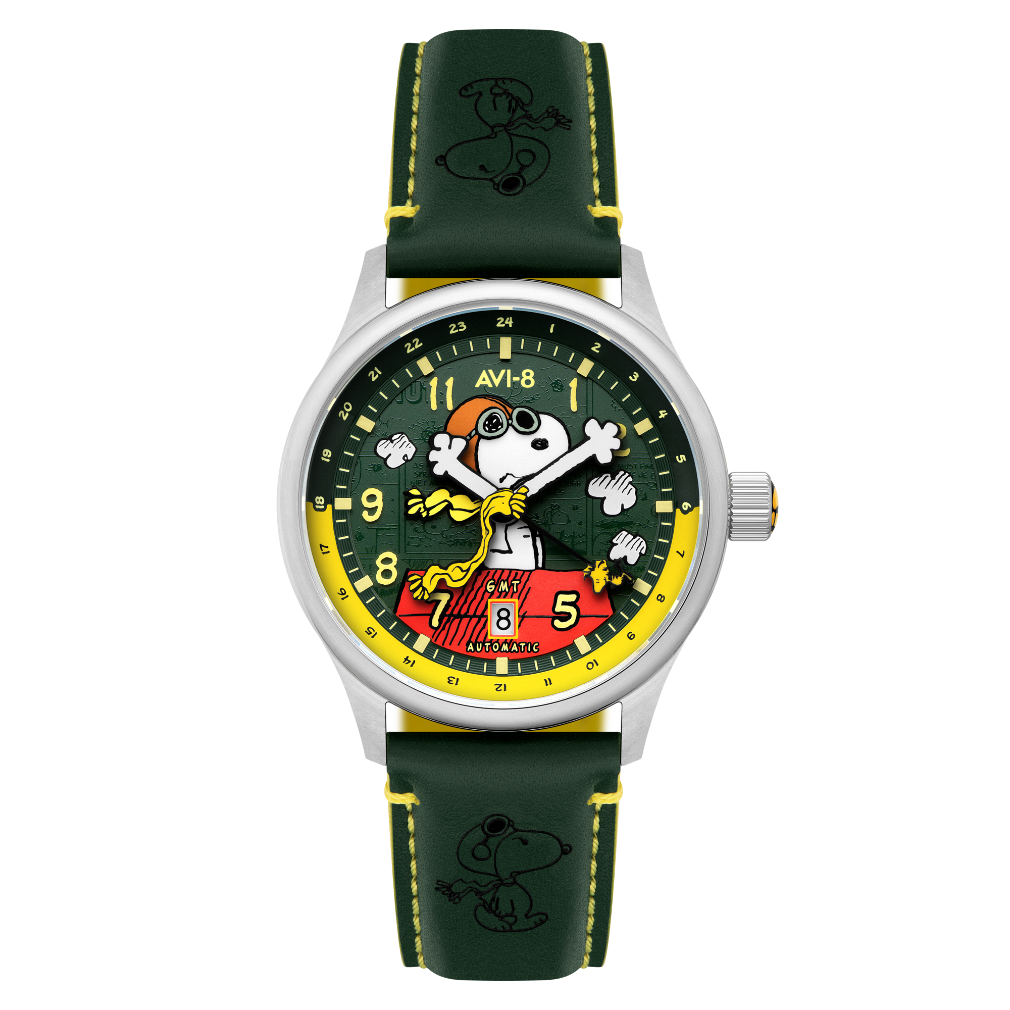 AVI-8 Hawker Hurricane Kent GMT Automatic Peanuts Snoopy Flying Ace Limited Edition Winter Green Men's Watch AV-4136-04