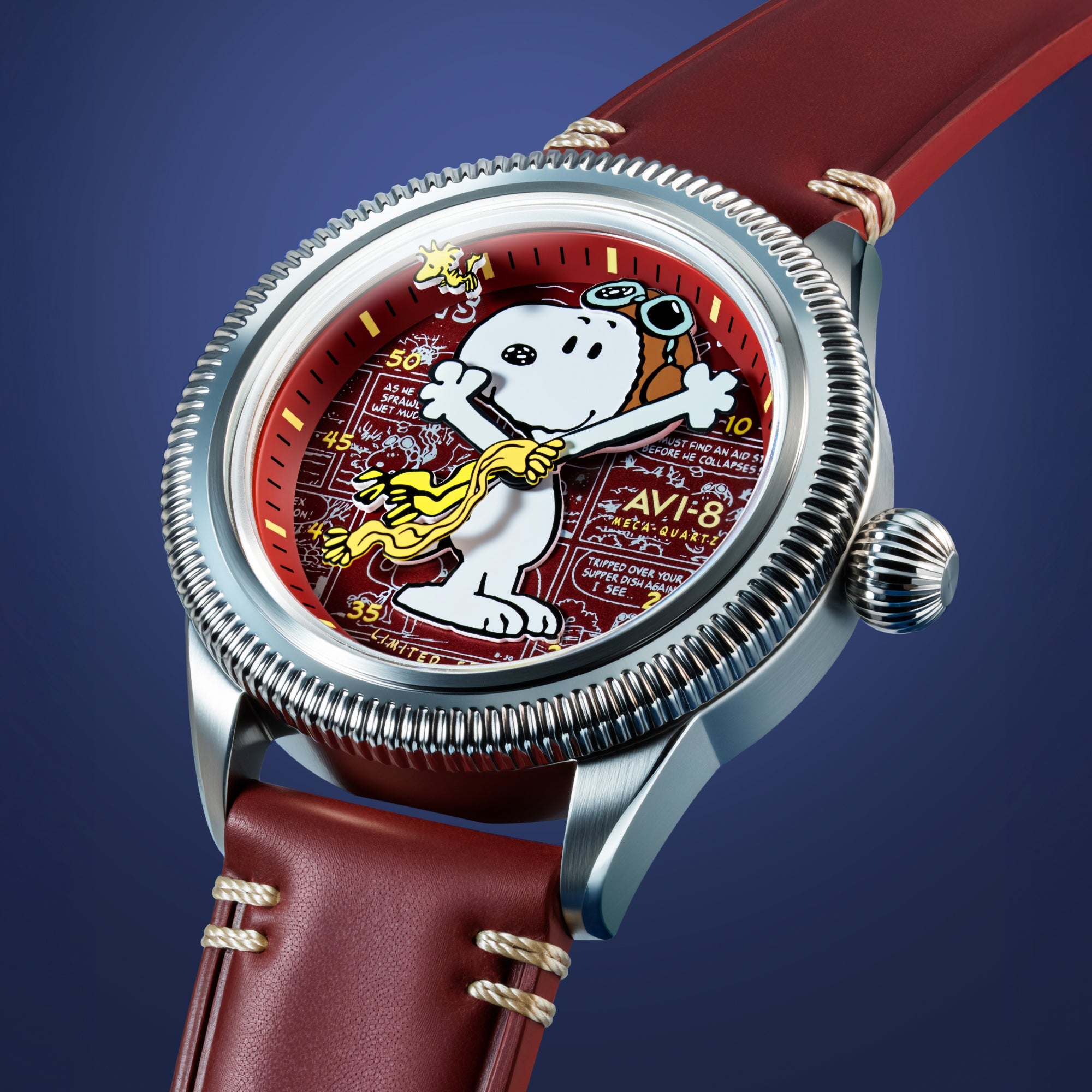 AVI-8  Flyboy Airmaster 40 Meca-Quartz Peanuts Snoopy Flying Ace Limited Edition Doghouse Red Men's Watch AV-4138-02