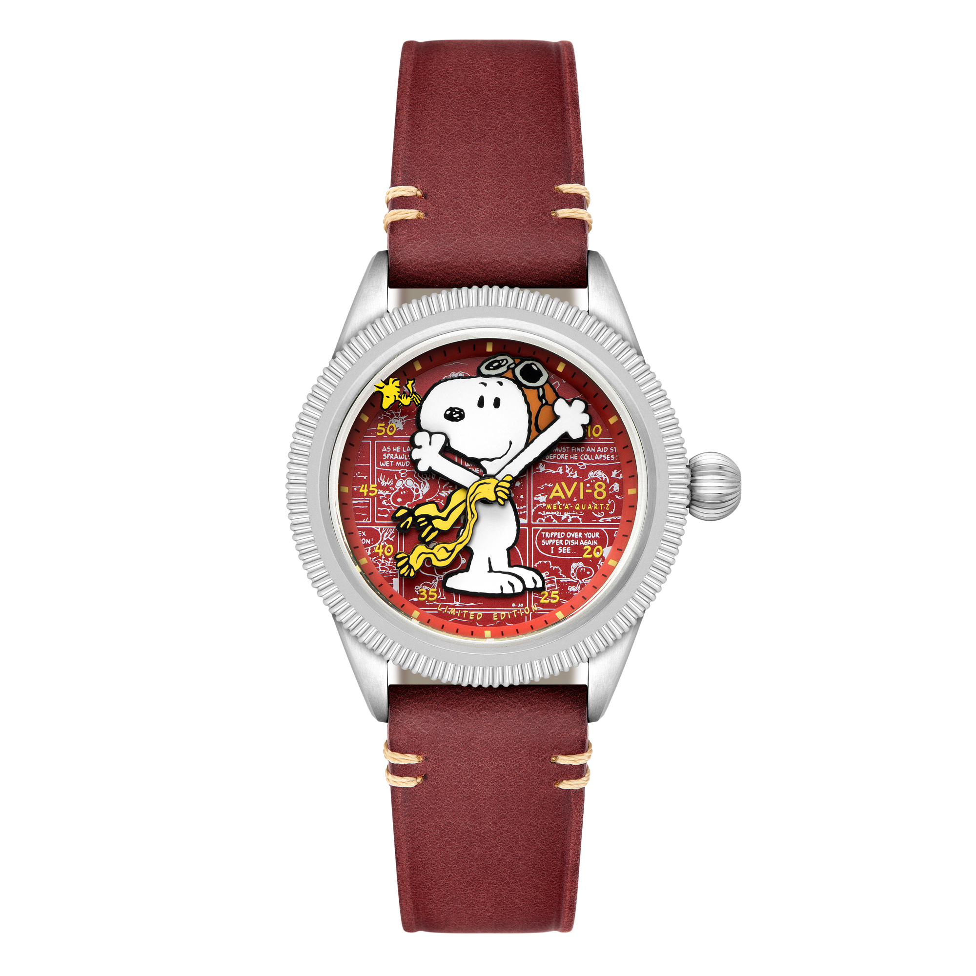 AVI-8  Flyboy Airmaster 40 Meca-Quartz Peanuts Snoopy Flying Ace Limited Edition Doghouse Red Men's Watch AV-4138-02
