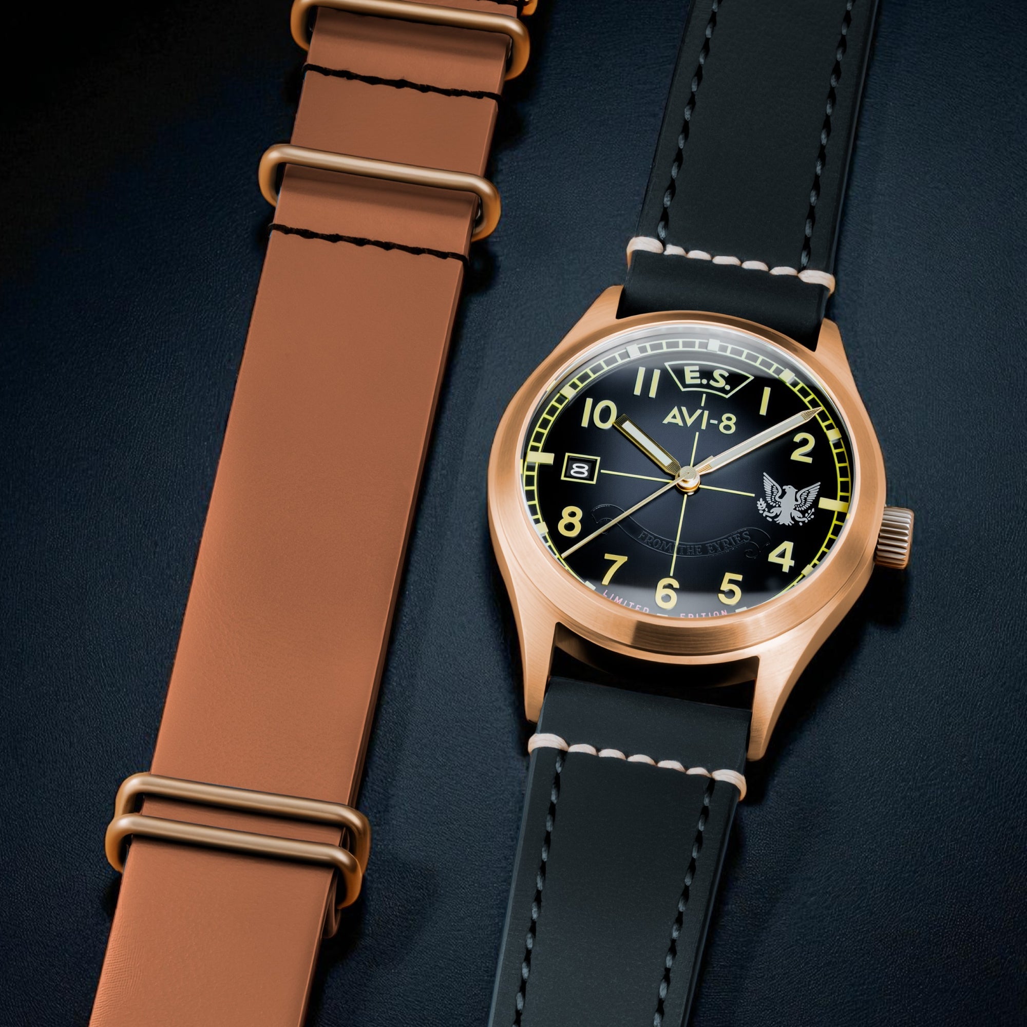 AVI-8 Flyboy Eagle Squadron Automatic Bronze 85th Limited Edition Gravesend Men's Watch AV-4145-01