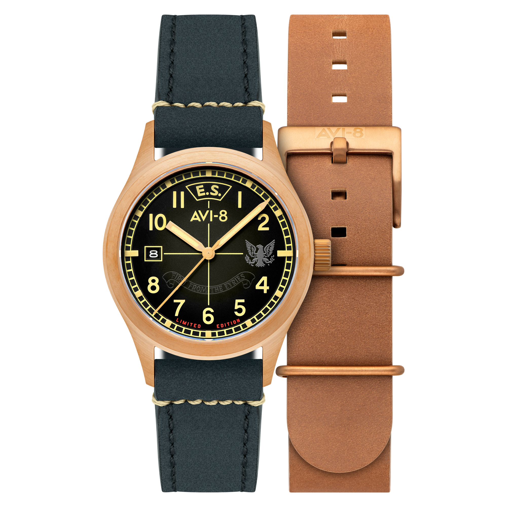 AVI-8 Flyboy Eagle Squadron Automatic Bronze 85th Limited Edition Gravesend Men's Watch AV-4145-01