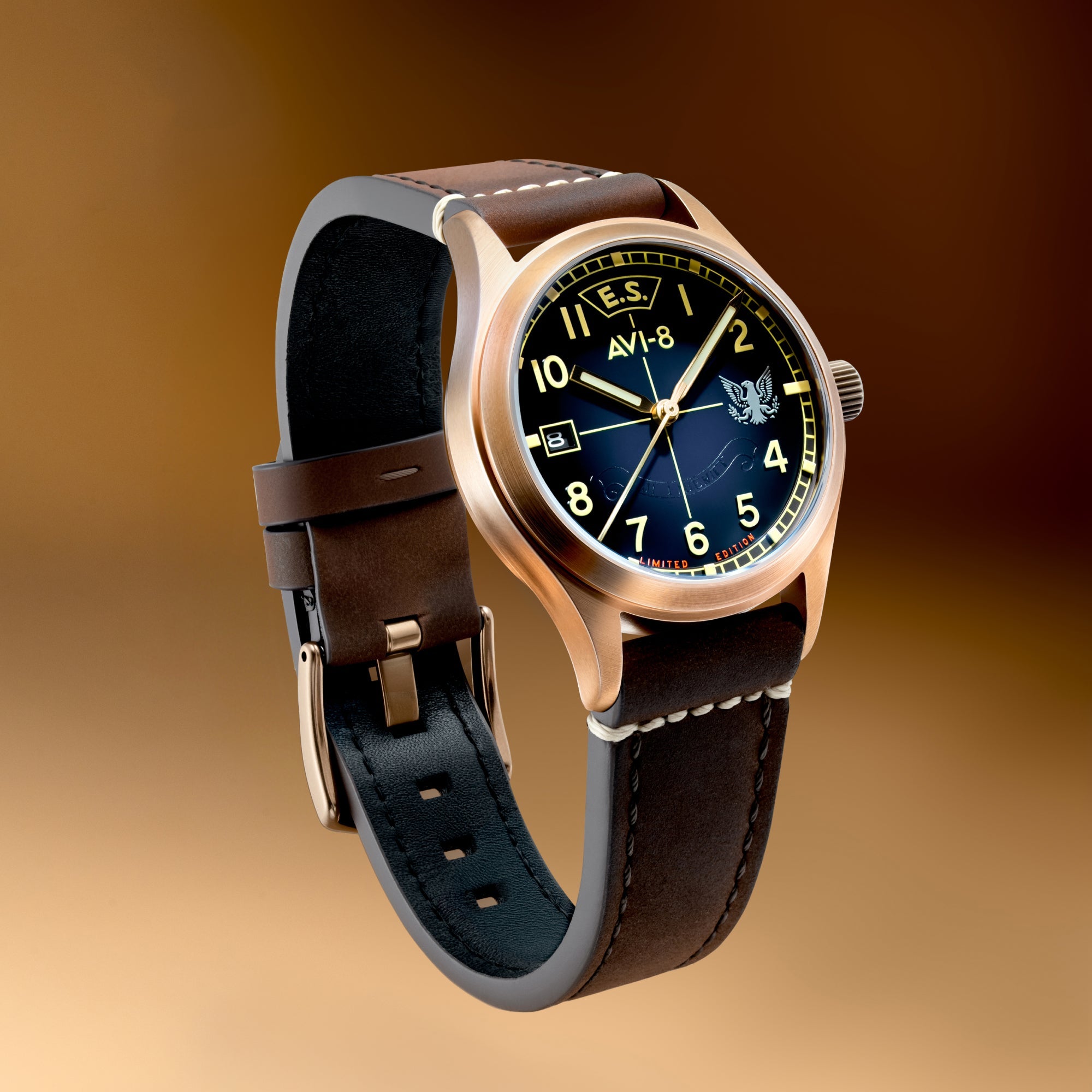 AVI-8 Flyboy Eagle Squadron Automatic Bronze 85th Limited Edition Southend Men's Watch AV-4145-02