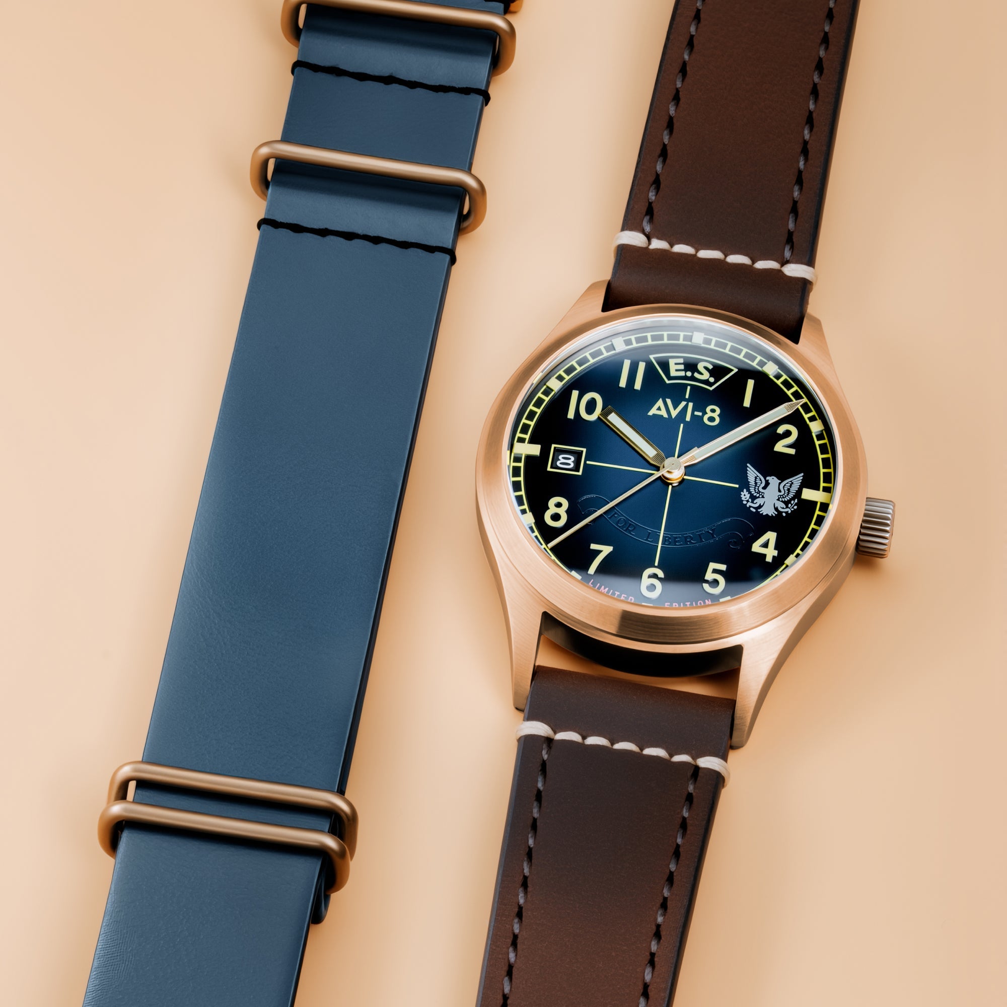 AVI-8 Flyboy Eagle Squadron Automatic Bronze 85th Limited Edition Southend Men's Watch AV-4145-02