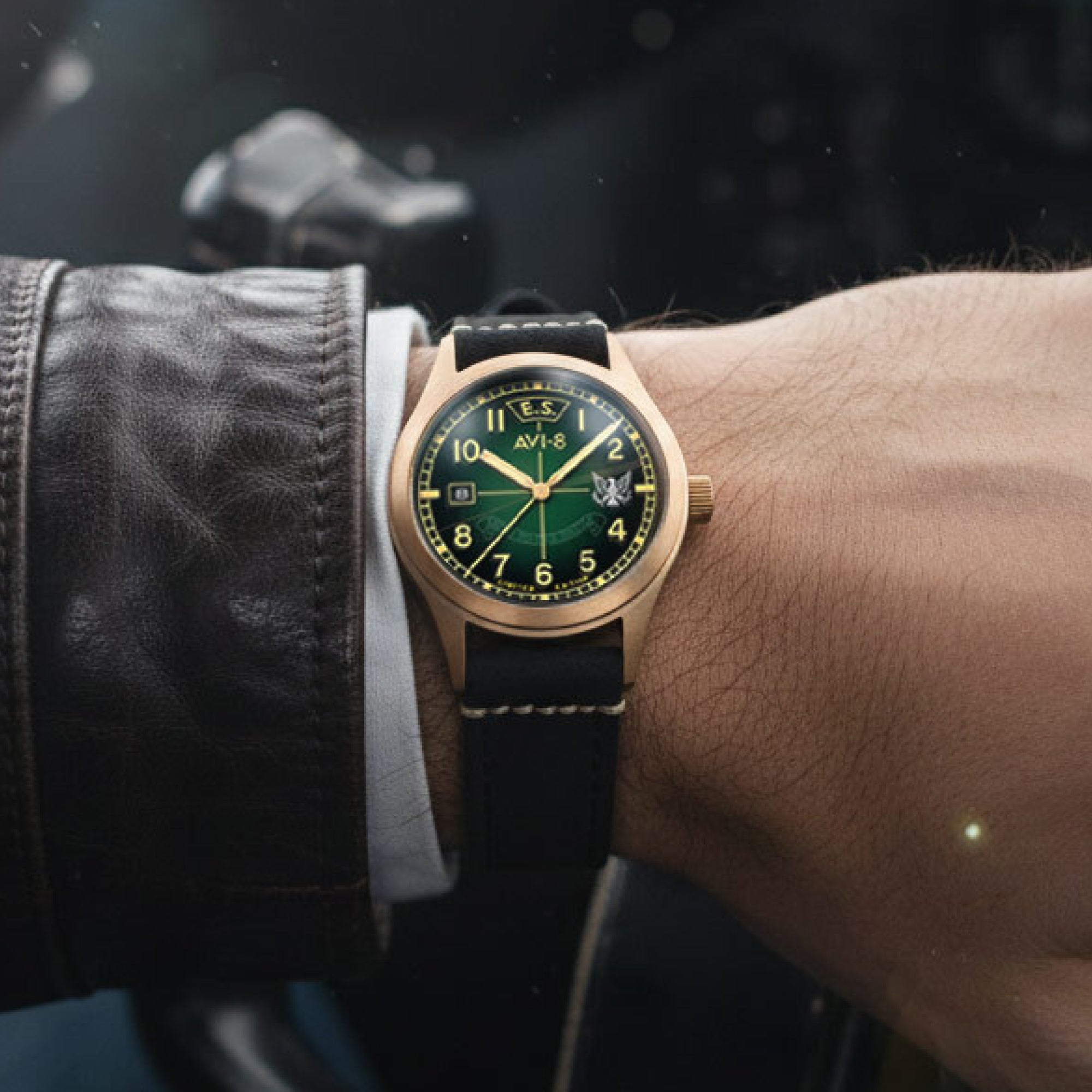 AVI-8 Flyboy Eagle Squadron Automatic Bronze 85th Limited Edition Coltishall Men's Watch AV-4145-03