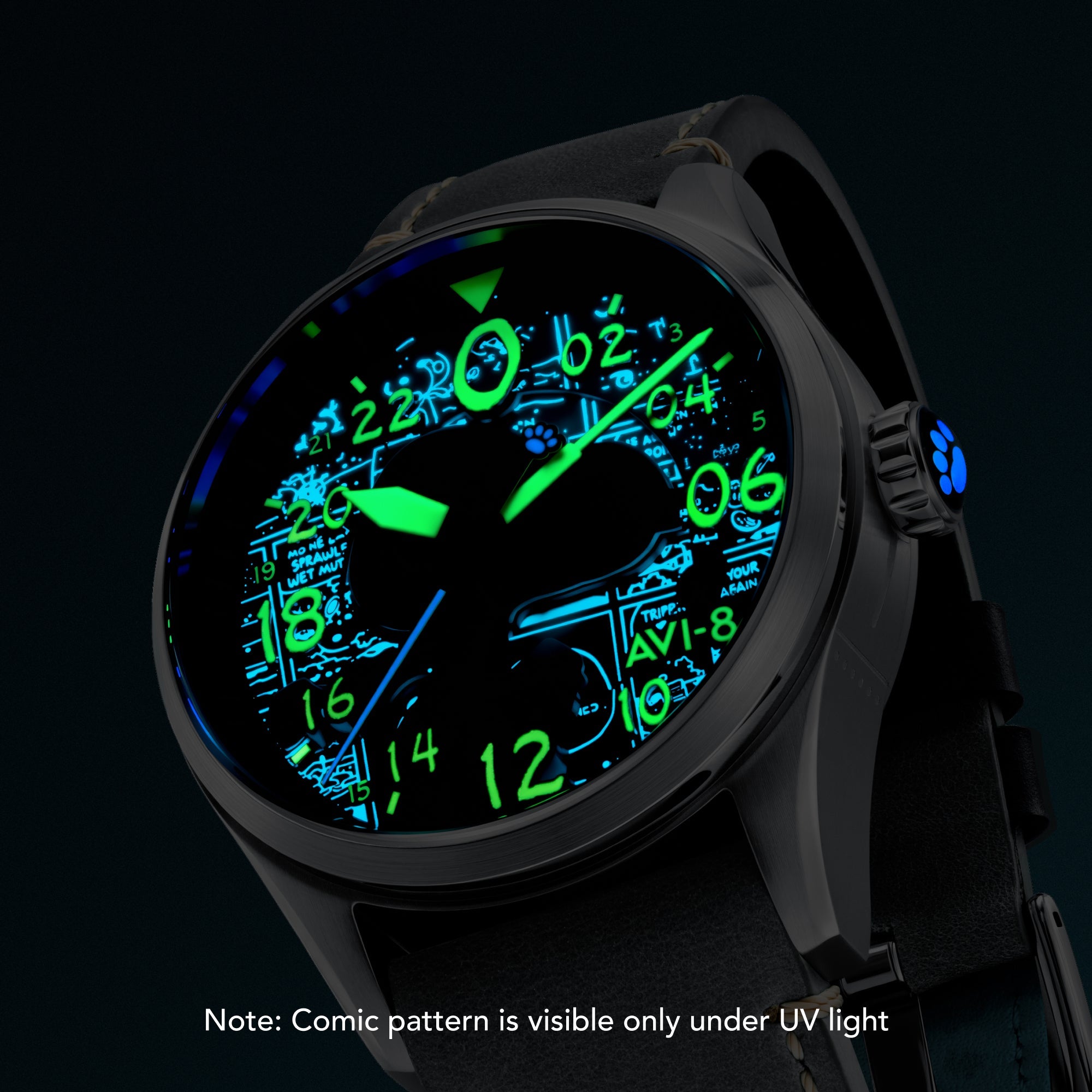 AVI-8 AVI-8 Spitfire Peanuts Snoopy Flying Ace 24 Hour Automatic Limited Edition Charcoal Grey Men's Watch AV-4150-01