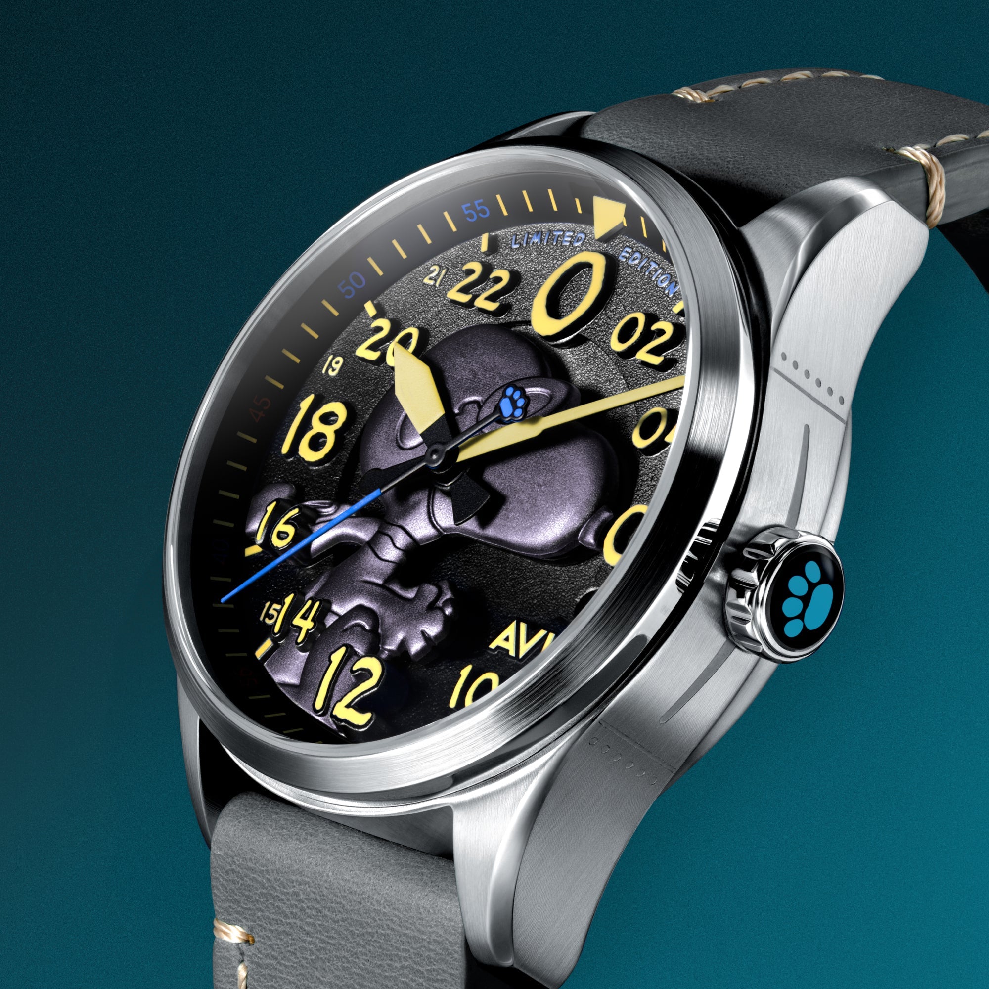 AVI-8 AVI-8 Spitfire Peanuts Snoopy Flying Ace 24 Hour Automatic Limited Edition Charcoal Grey Men's Watch AV-4150-01