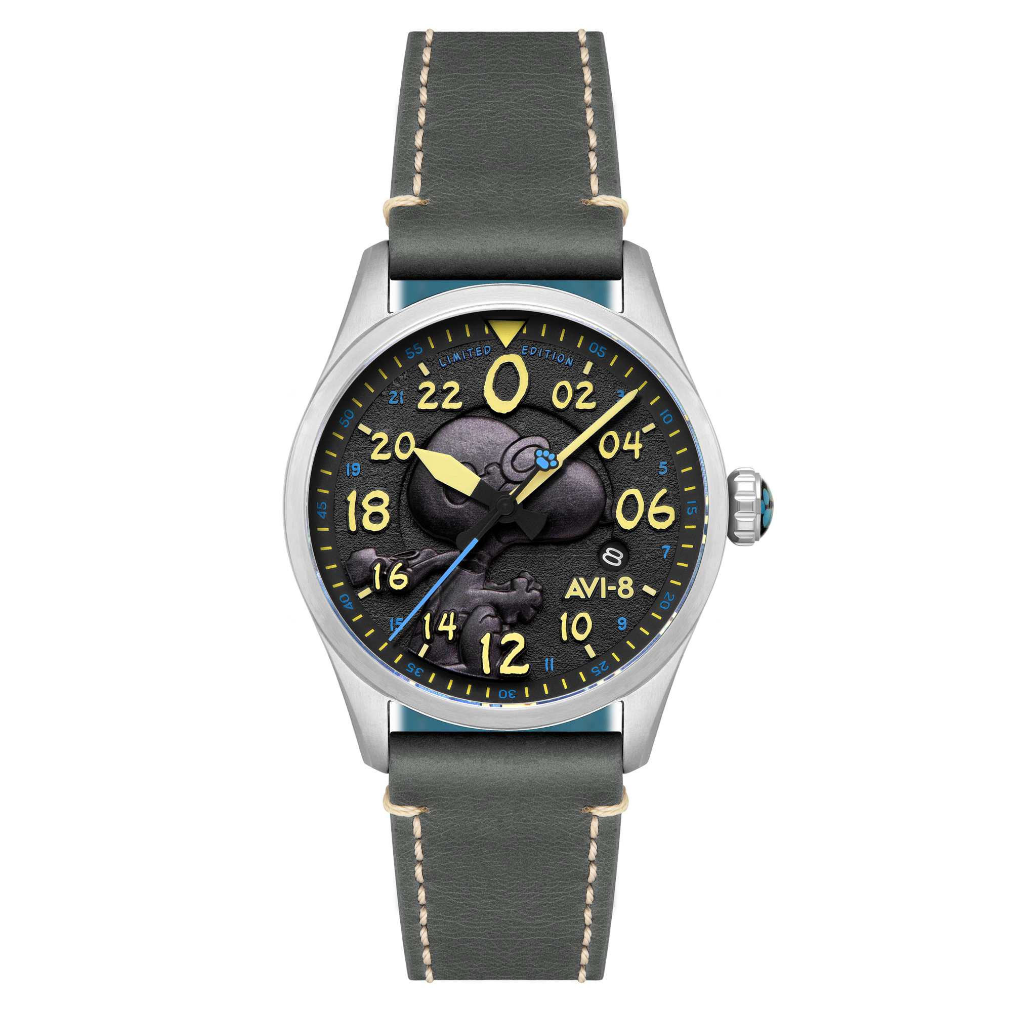 AVI-8 AVI-8 Spitfire Peanuts Snoopy Flying Ace 24 Hour Automatic Limited Edition Charcoal Grey Men's Watch AV-4150-01