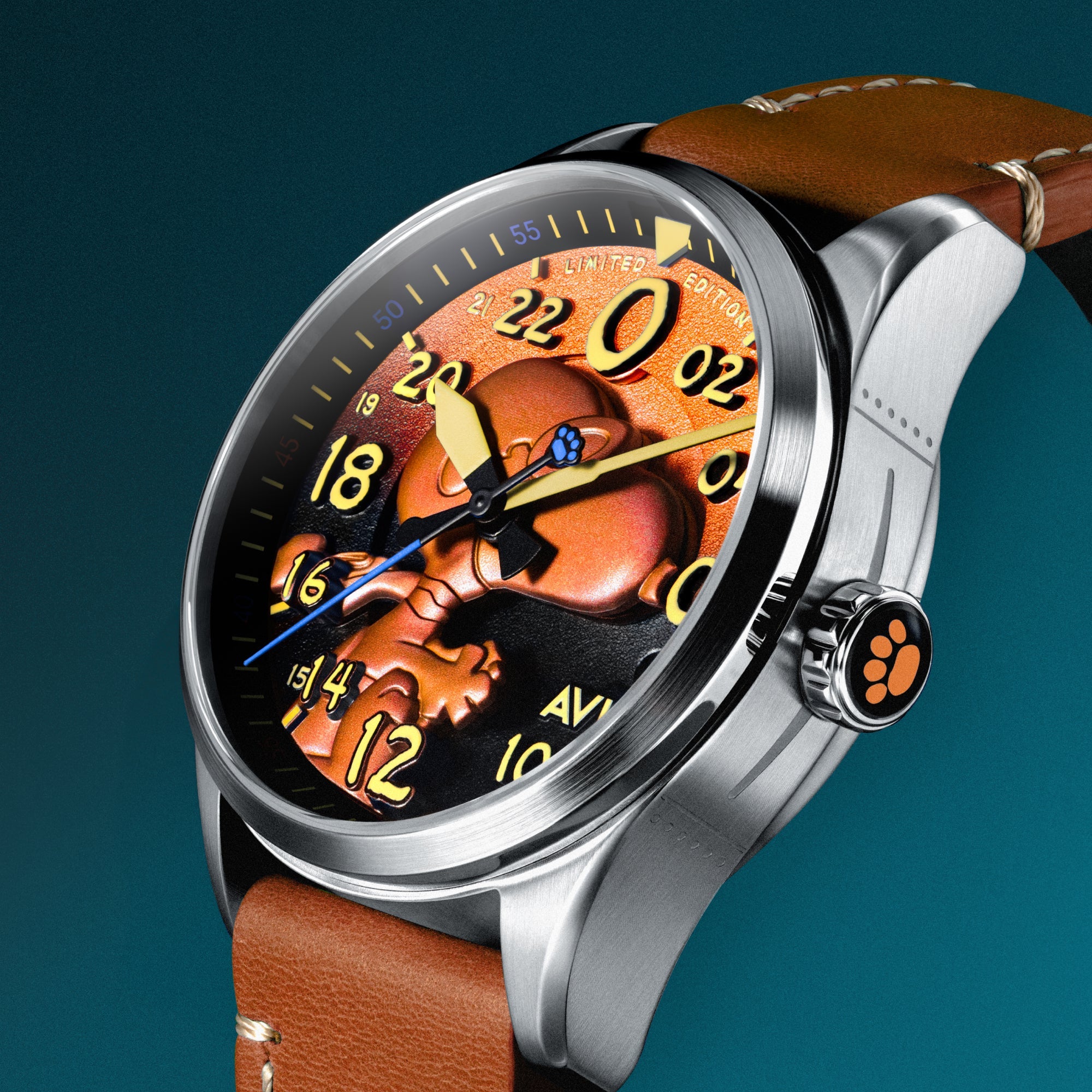 AVI-8 AVI-8 Spitfire Peanuts Snoopy Flying Ace 24 Hour Automatic Limited Edition Burnt Orange Men's Watch AV-4150-02