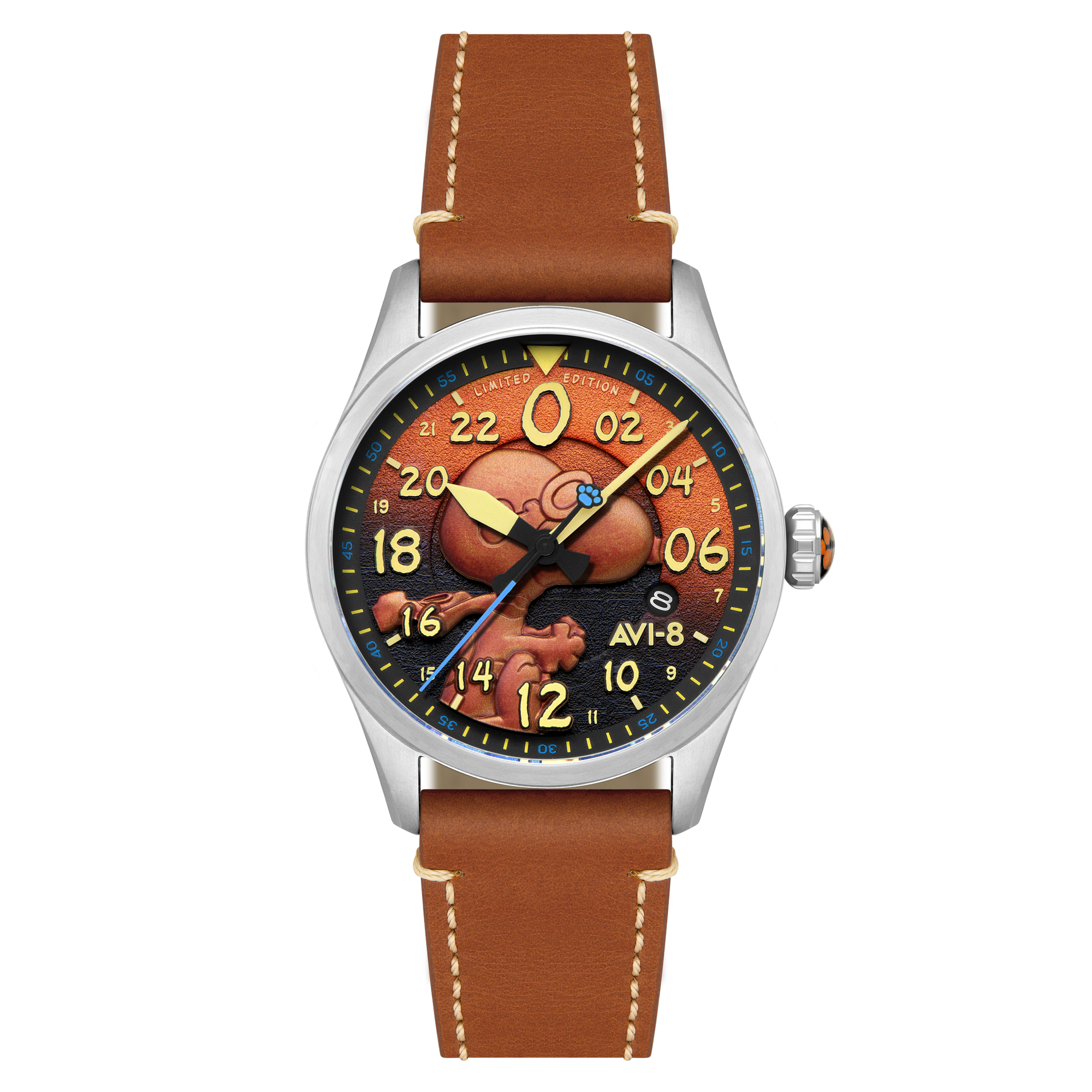 AVI-8 AVI-8 Spitfire Peanuts Snoopy Flying Ace 24 Hour Automatic Limited Edition Burnt Orange Men's Watch AV-4150-02